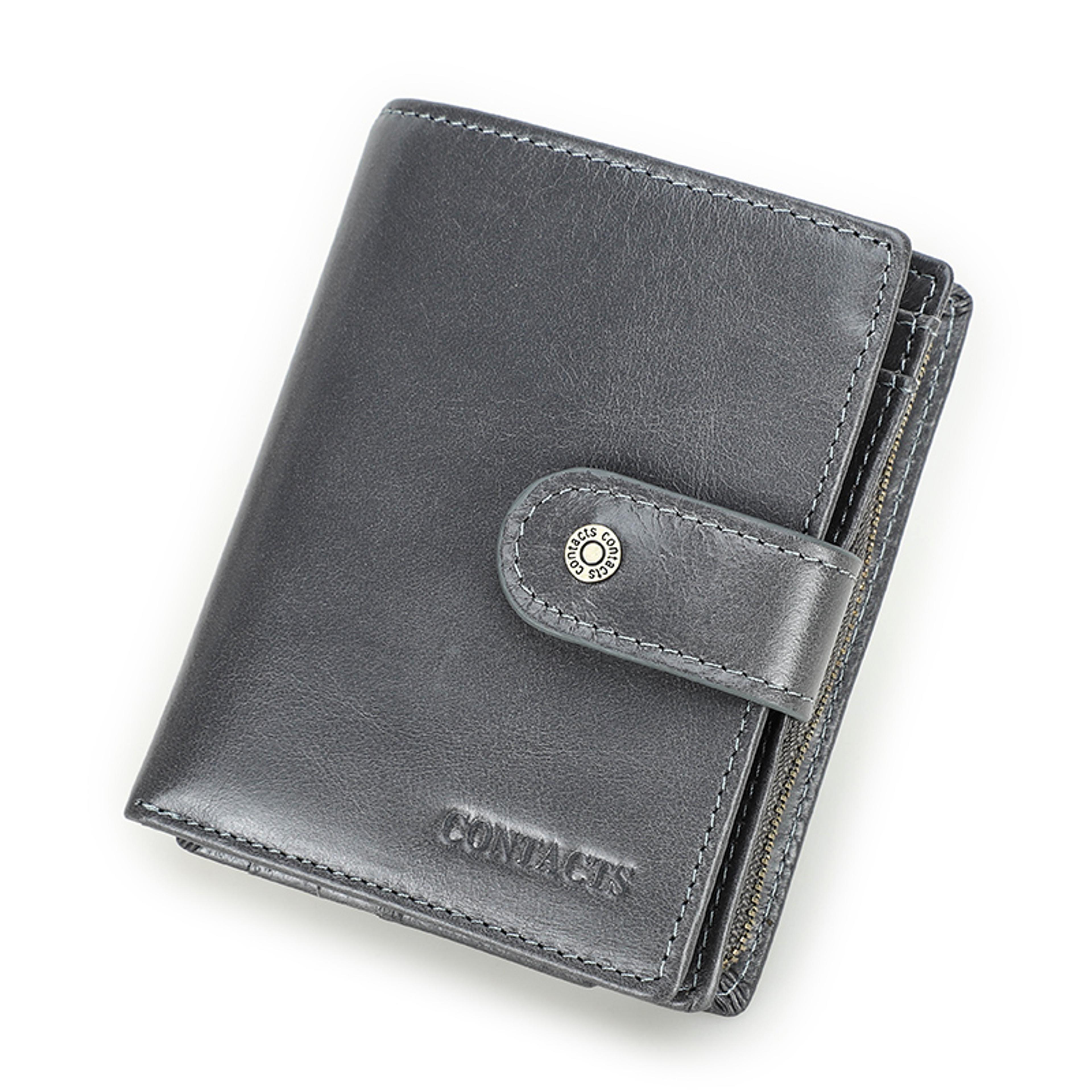 Genuine Leather RFID Wallet For Men Vintage Short Wallet With Coin Pocket Card Holders  Zipper Pock 7