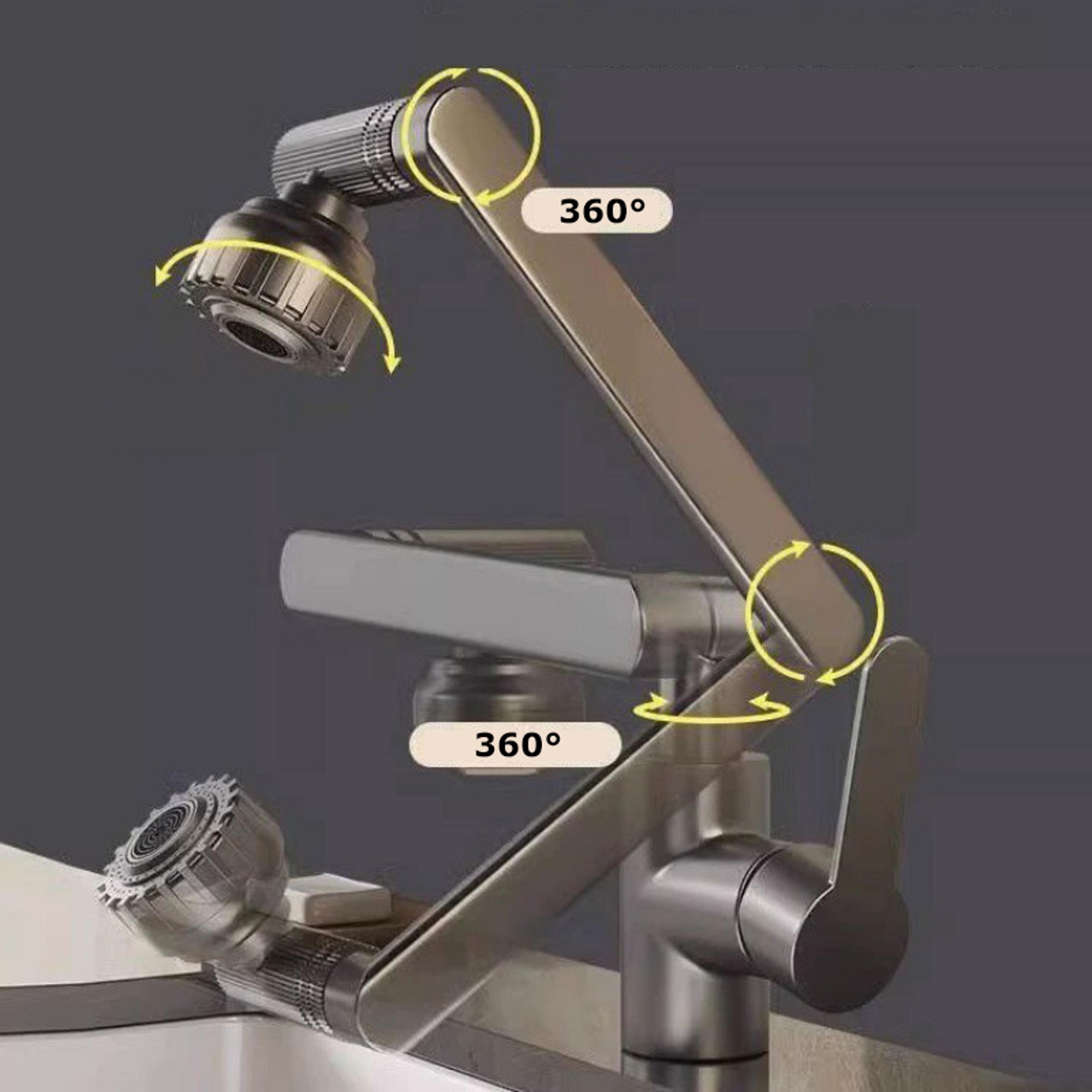 Universal Rotating Faucet With Robotic Arm Dual Mode Hot And Cold Wash Basin Sink For Kitchen  Bath 3