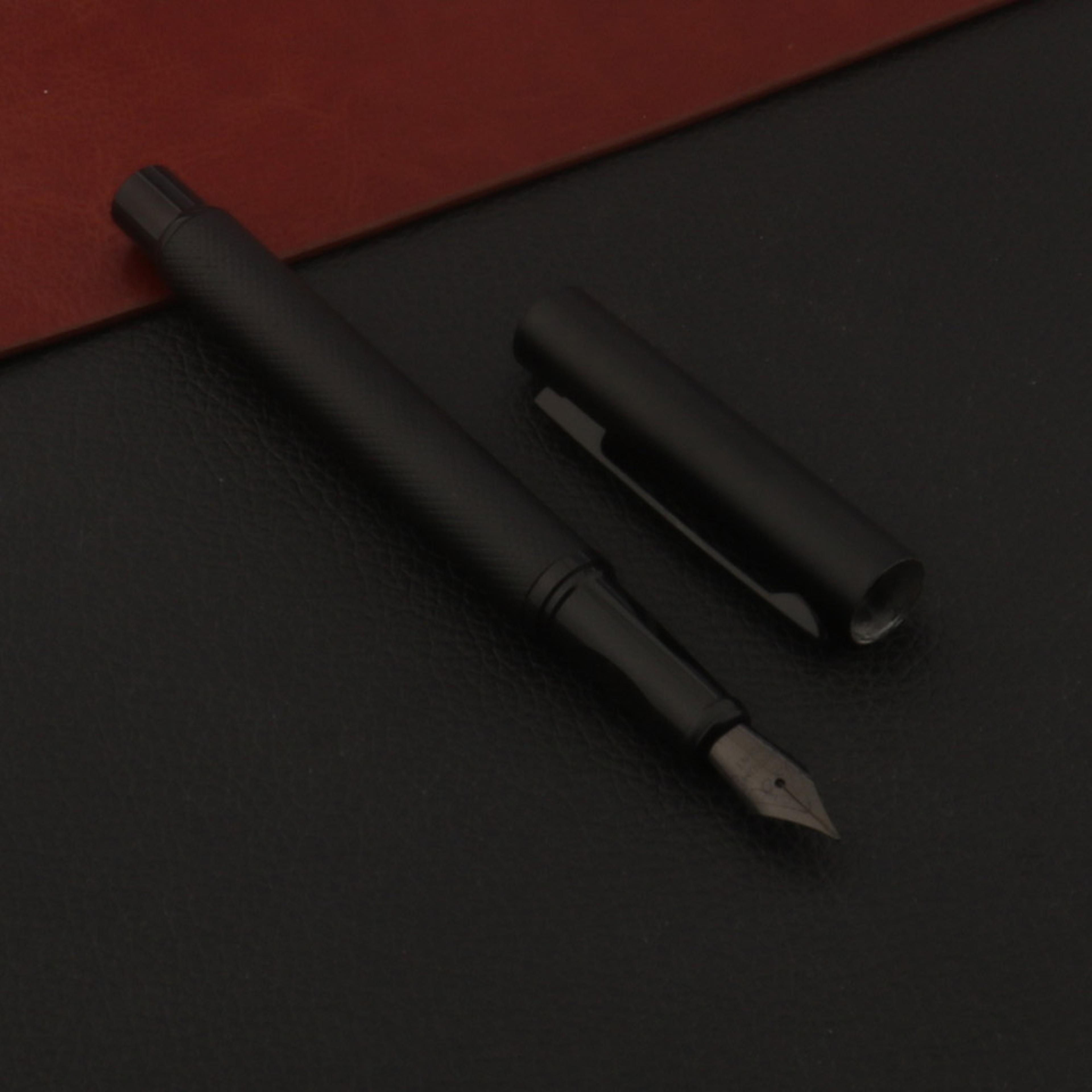 matte black metal fountain pen with smooth nib, professional office, school supplies & writing gift pen