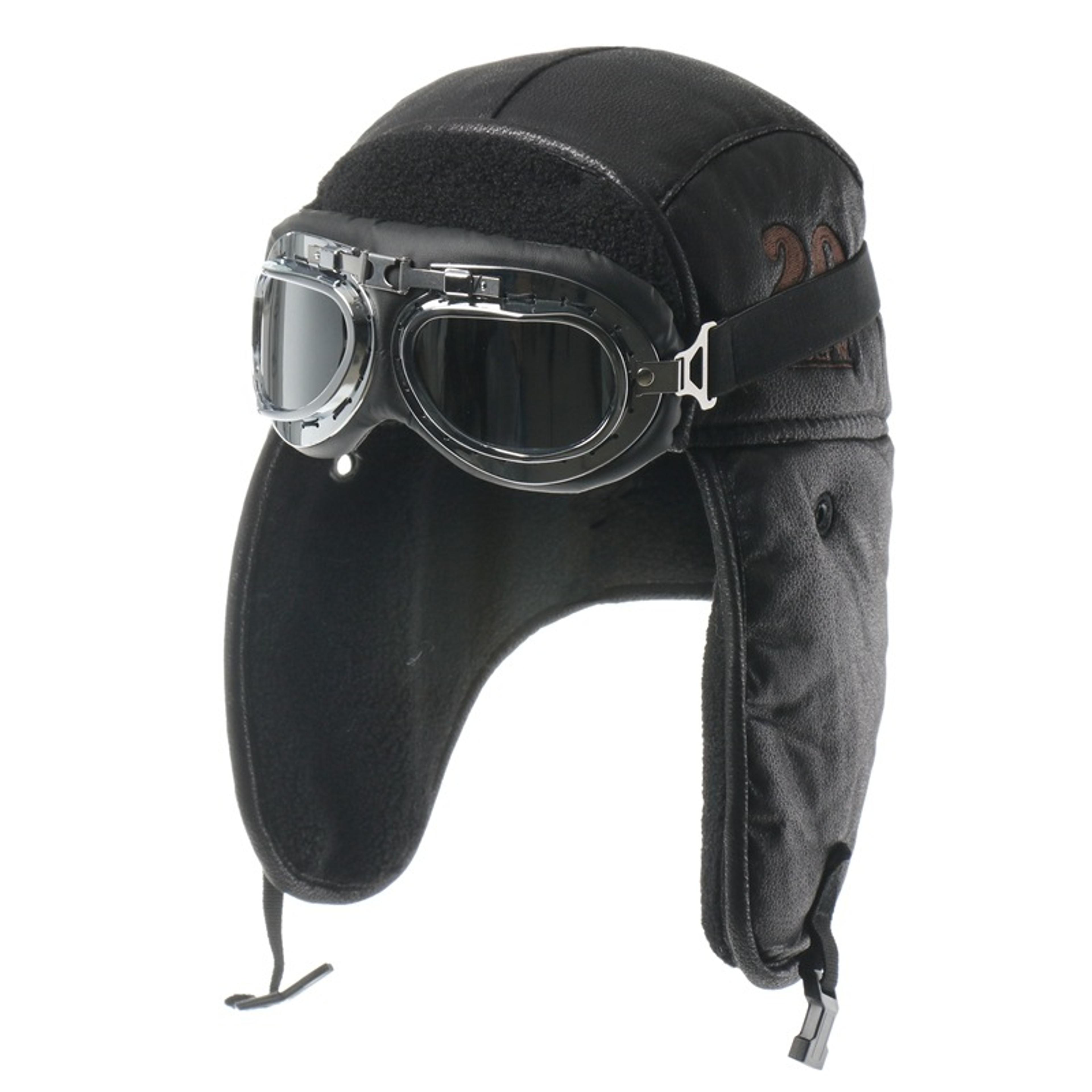 SupSindy Men Winter Bomber Hat With Goggles Warm Leather Pilot Ushanka Earflap Hat Motorcycle Windp