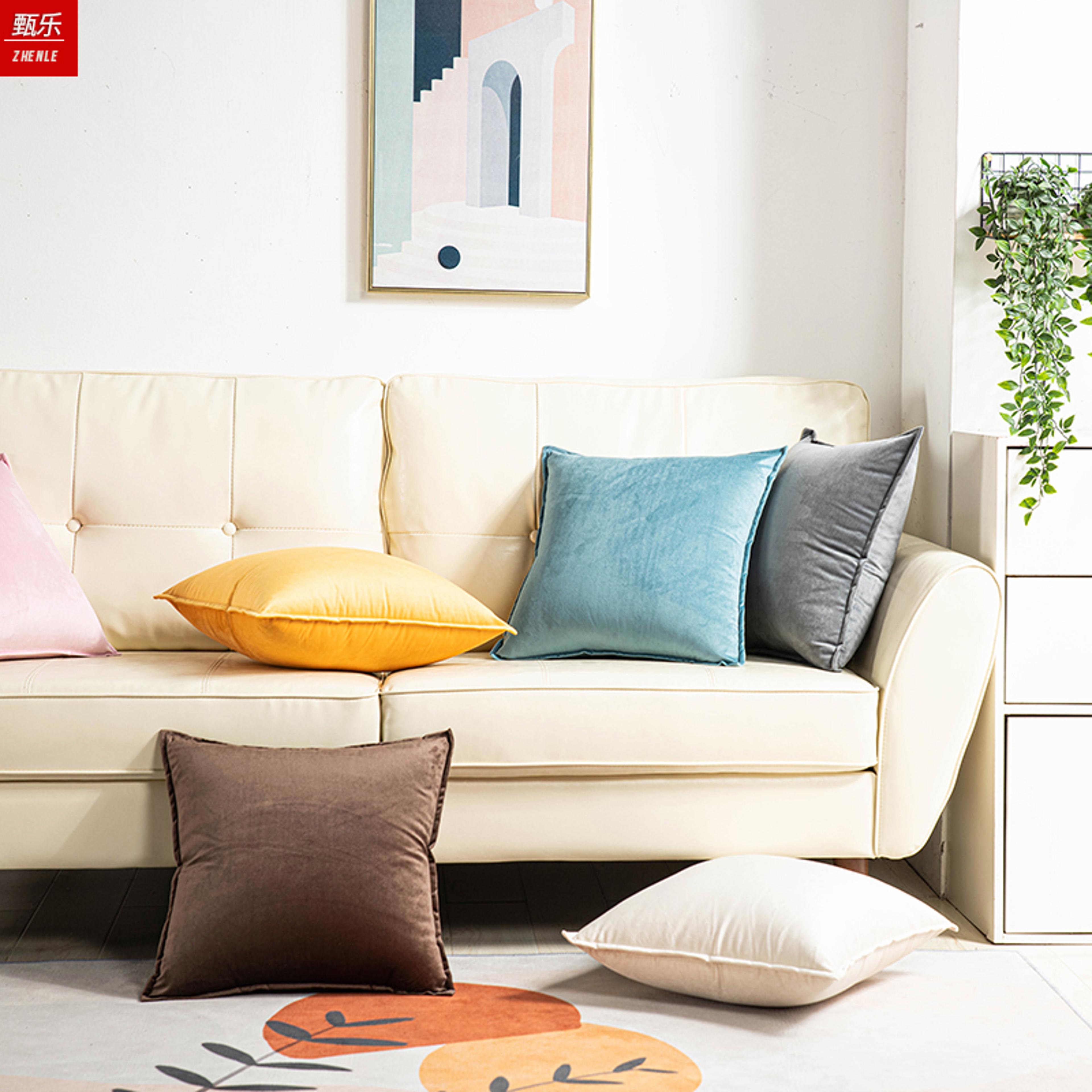 Luxury Velvet Decorative Cushion Cover Super Soft Solid Color Living Room Sofa Pillow Cover For Sty 2