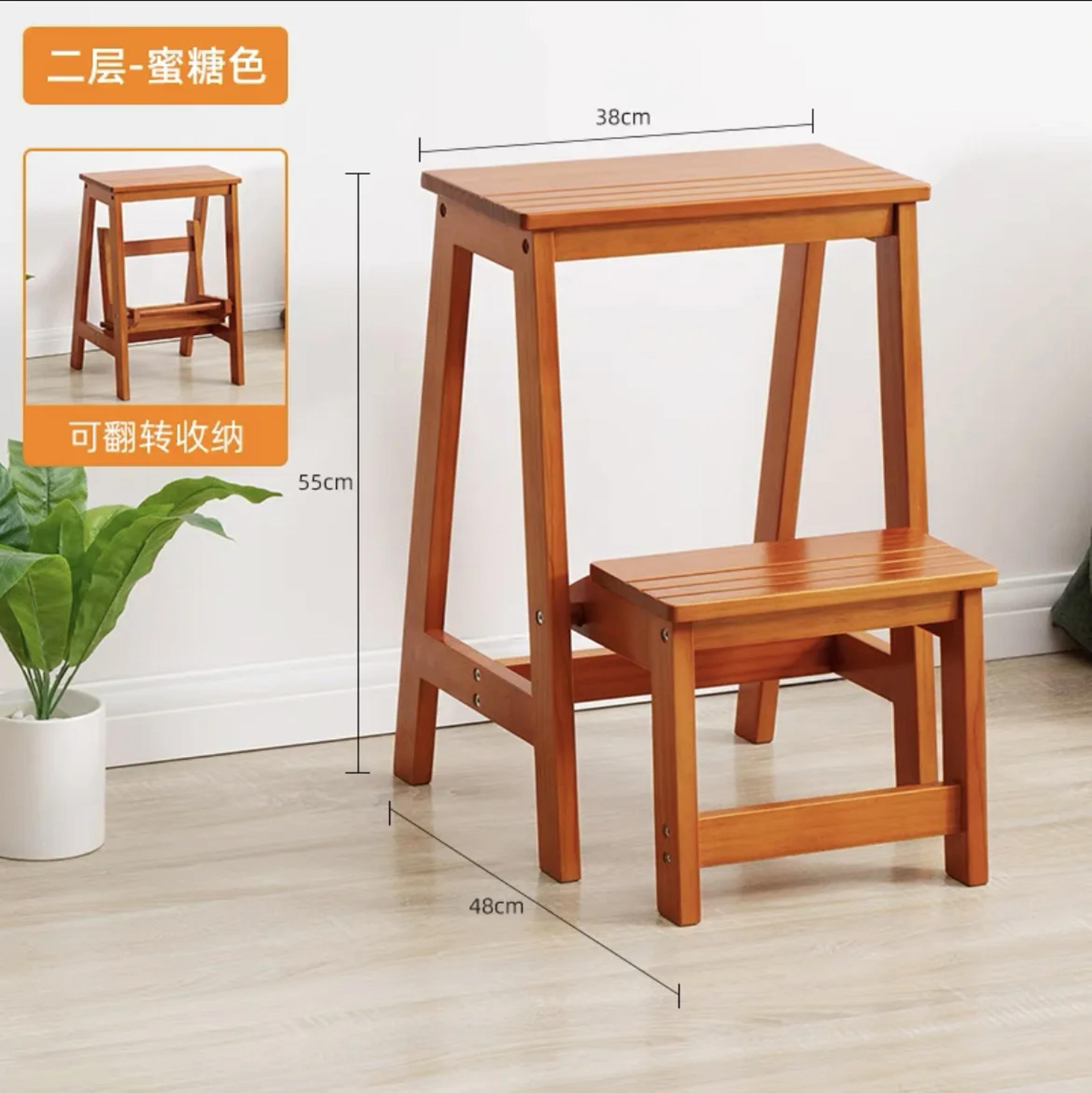 Household Solid Wood Ladder Chair Folding Stool Dualuse Indoor Climbing Pedal Multifunction Step Ch 4