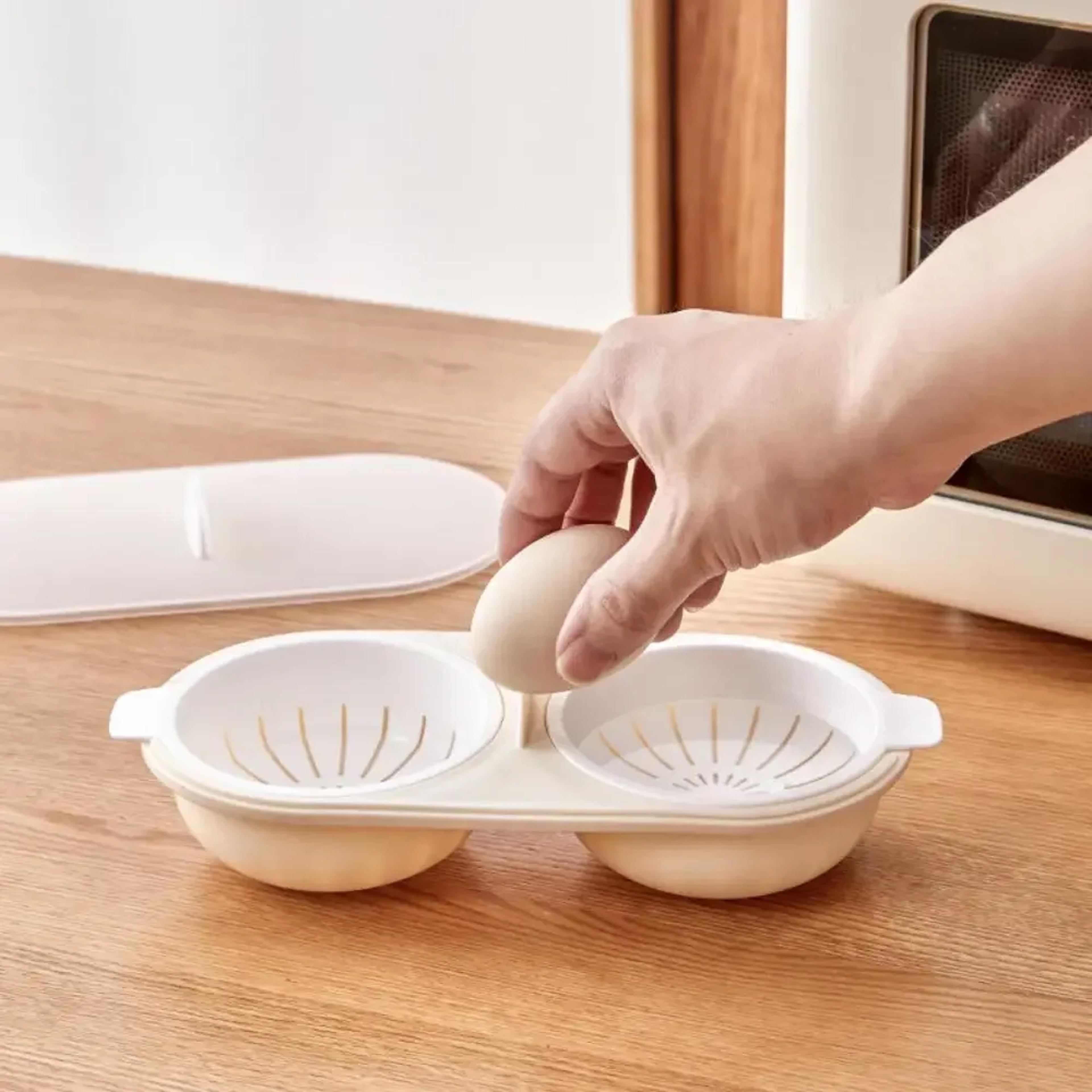 DoubleCup Egg Boiler Microwave Eggs Poacher Kitchen Gadget Hot Spring Egg Mold Clear Water Lotus Eg 2