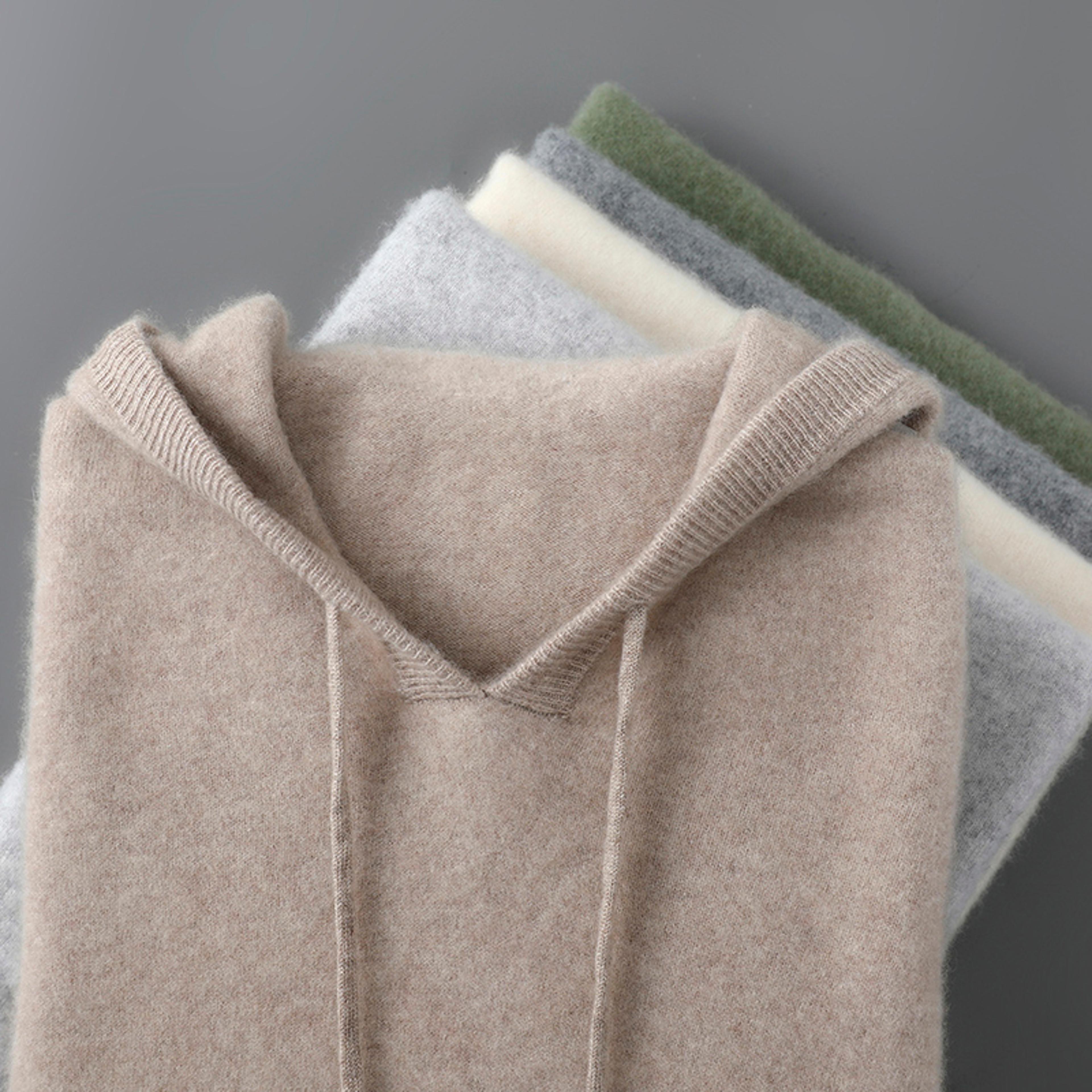 Mens Merino Wool Sweater Thick Hooded Pullover Soft Knitwear For Autumn Winter Casual Comfort Wool  1