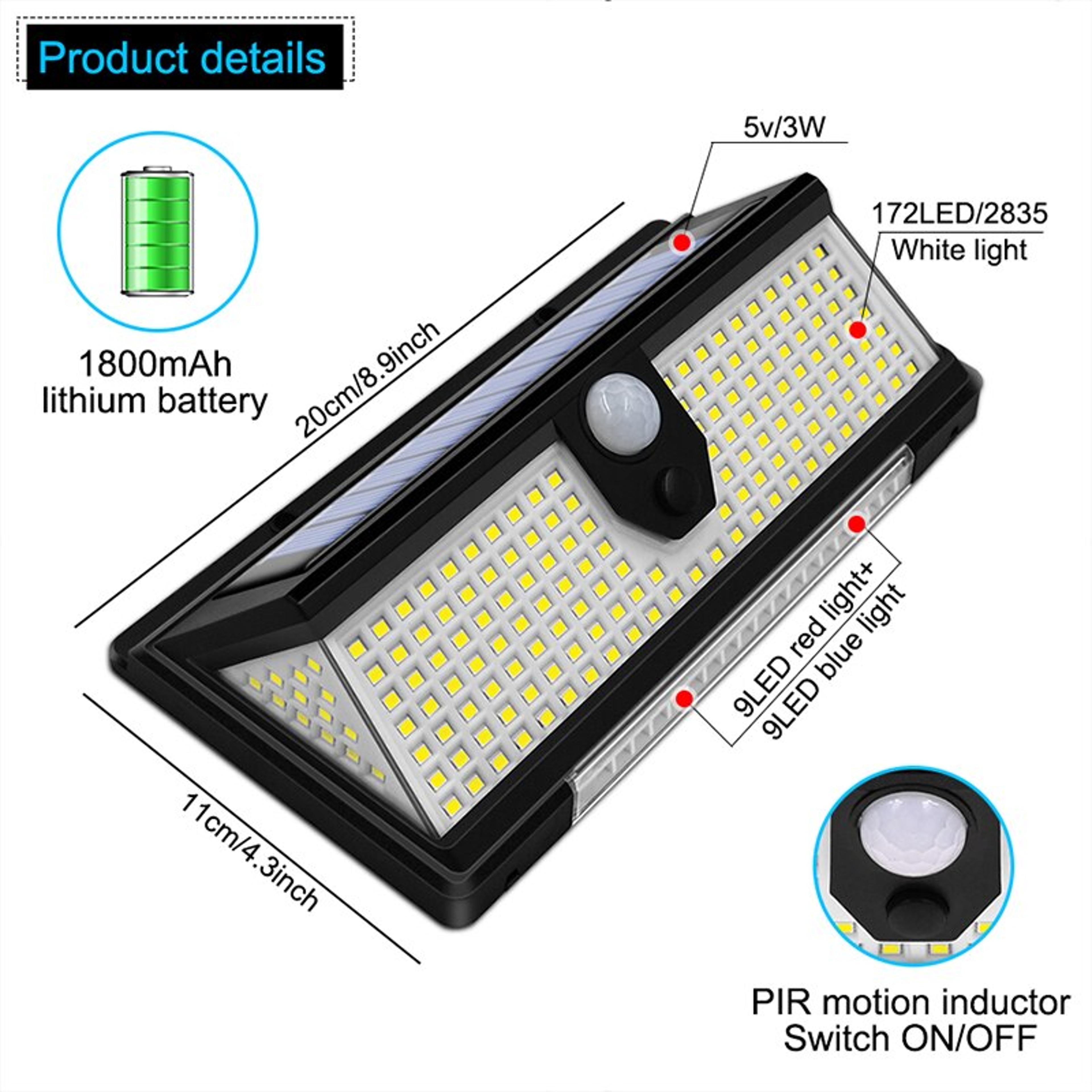 solar wall lamp, ip65 waterproof outdoor garden light, with motion sensor and 4 lighting modes for yard, door, and patio