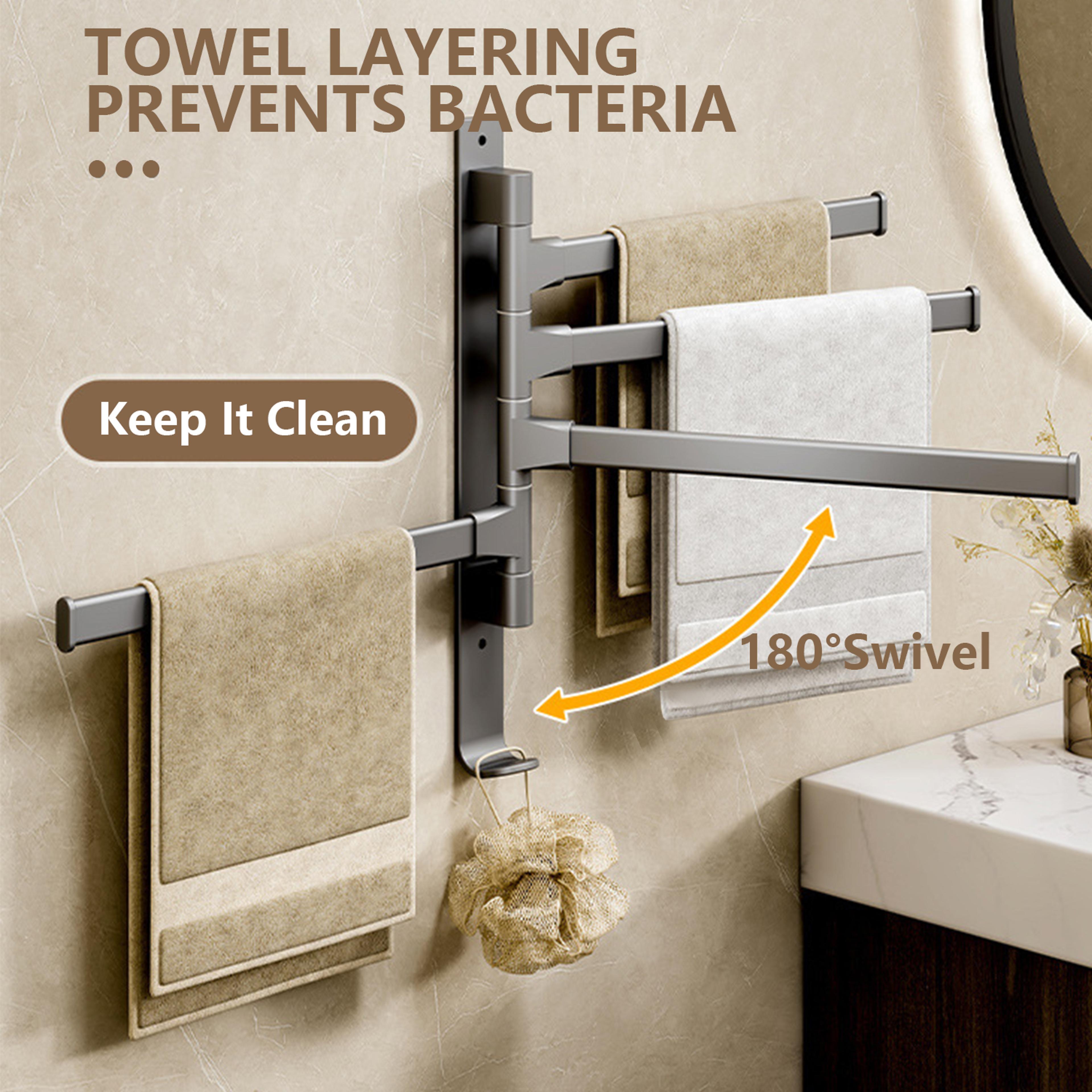 Space Saving Rotatable Towel Rack Wall Mounted Aluminum Towel Holder For Kitchen And Bathroom 2