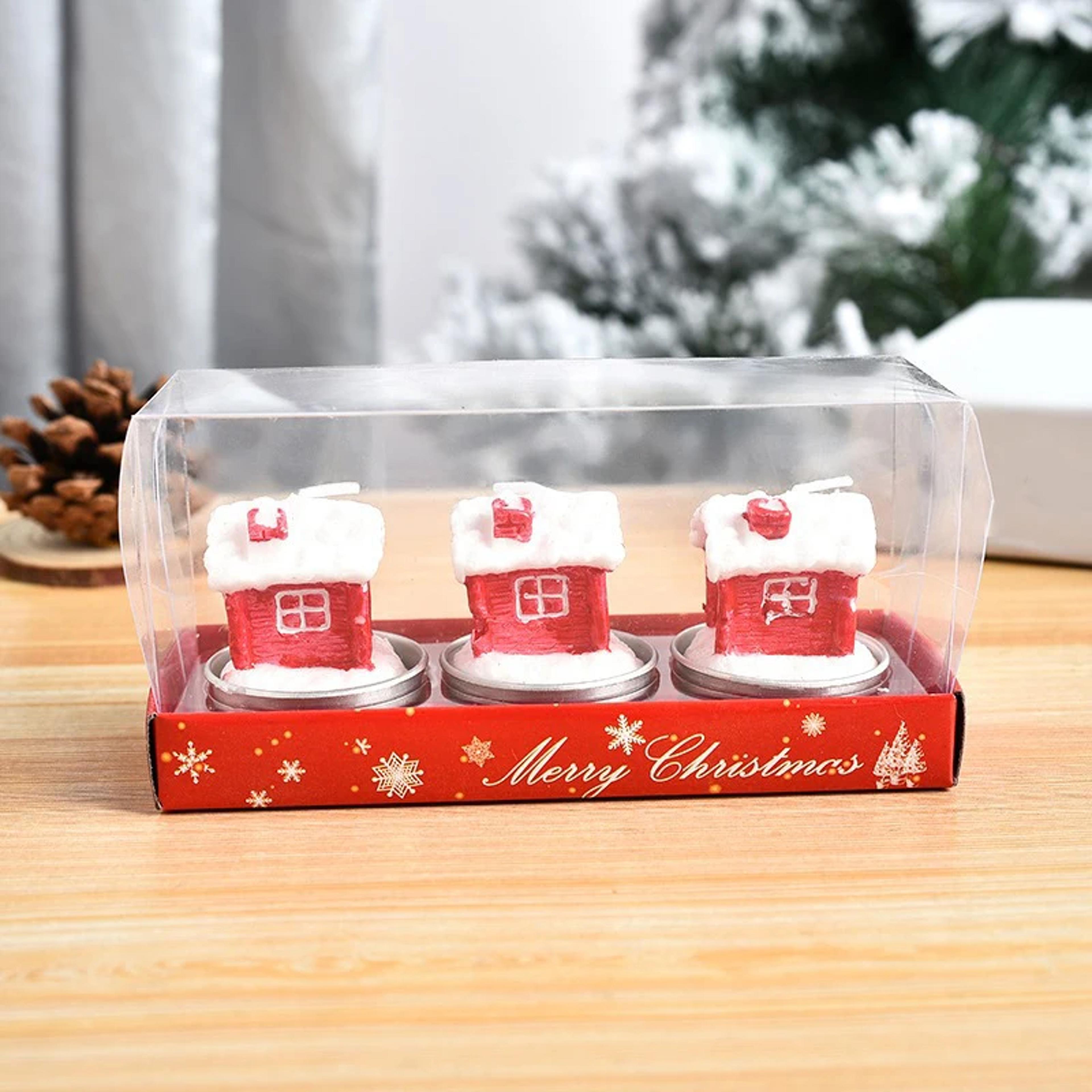 Christmas Candles Set Table Decorations With Santa Claus Snowman Xmas Tree And Pine Cones For Party 10