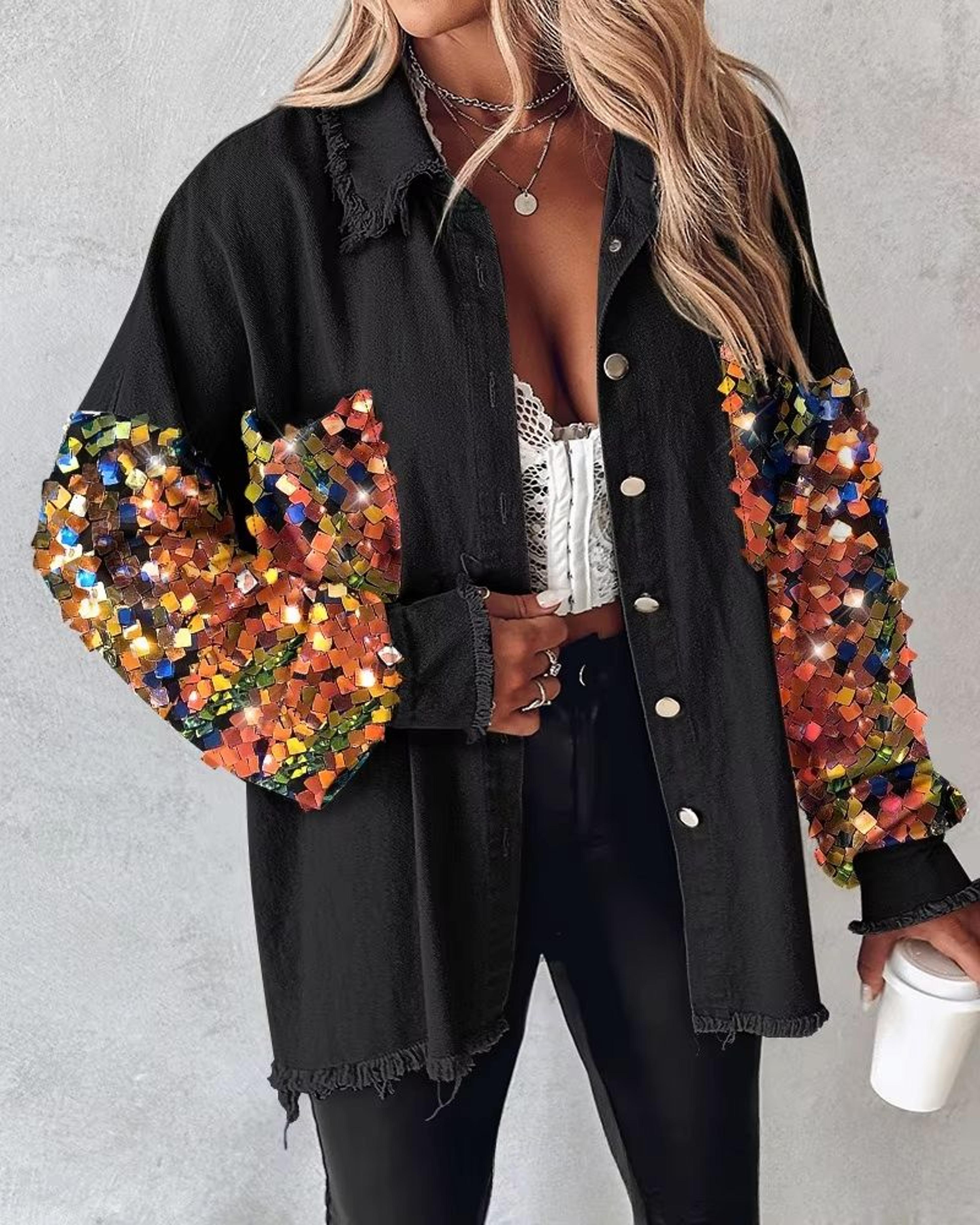 Elegant Beaded Cardigan Jacket For Women Casual Chic Fashion Outerwear 3
