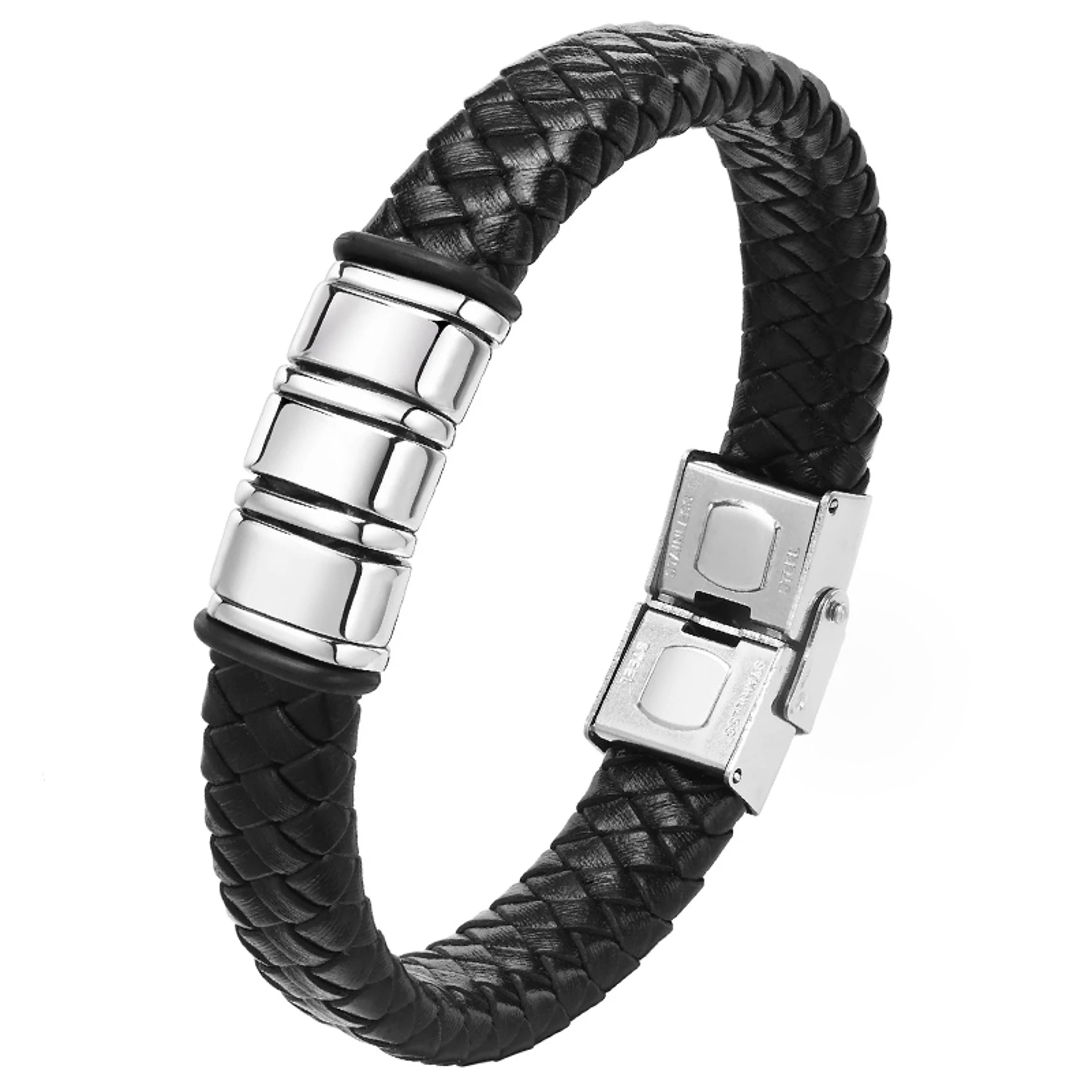 Engraved Personalized Leather Braid Bracelets Men Family Gifts 4