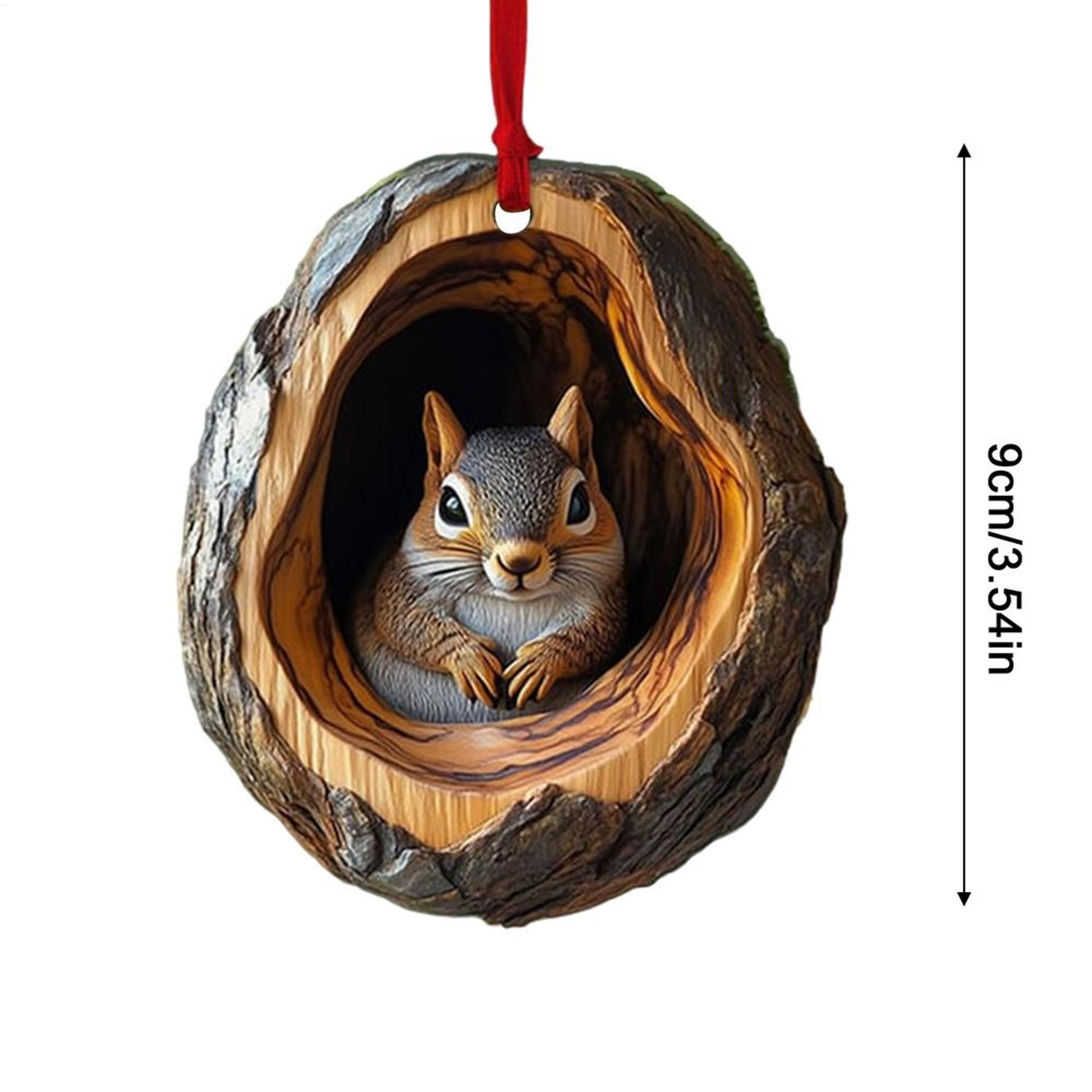 Animal Christmas Ornaments Wildlife Acrylic Pendants Raccoon Owl Bunny Squirrel Bird Hedgehog Holid 7