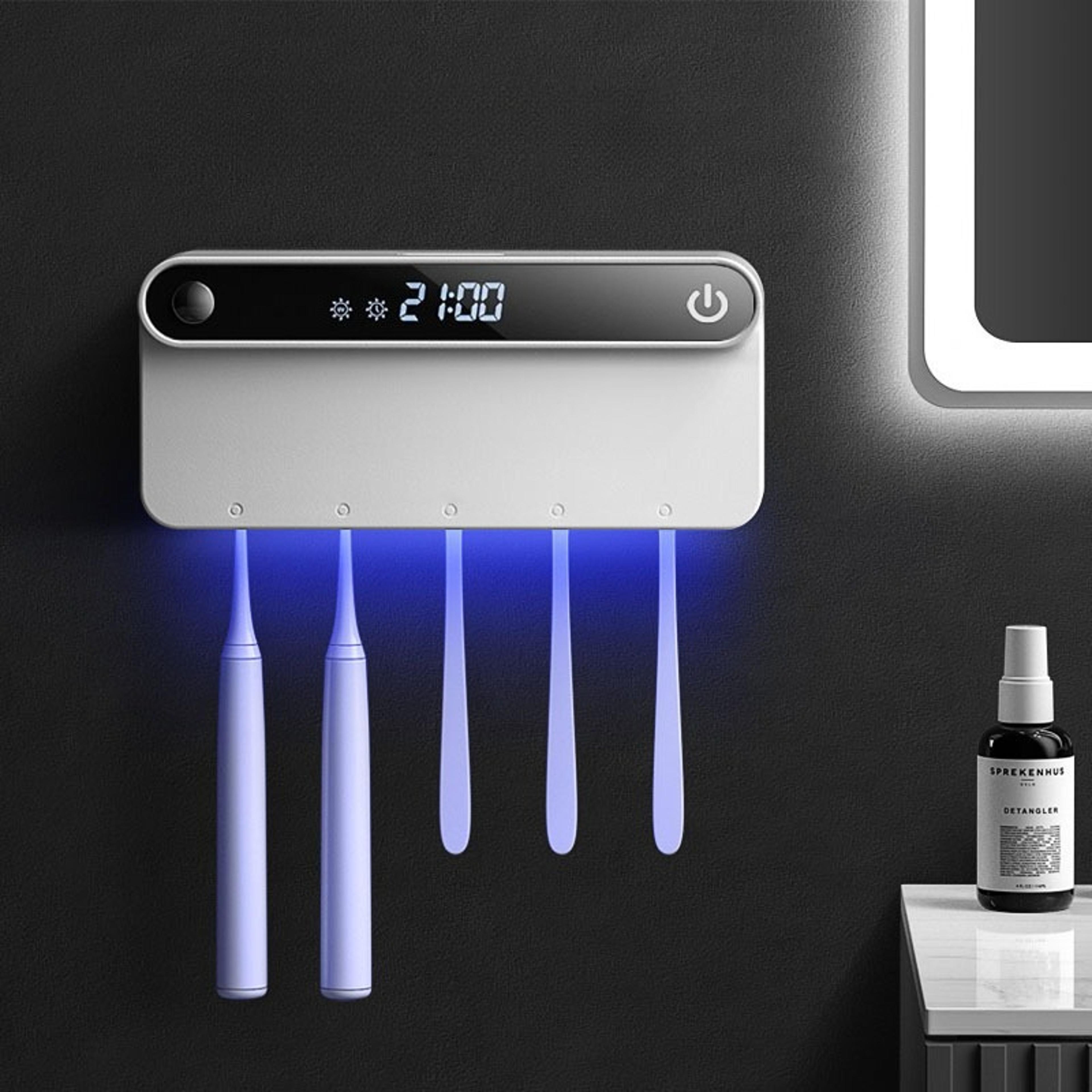 UV Sterilizer Toothbrush Holder Toothpaste Squeezer Dispenser Smart LED Display Timed Bathroom Acce 5
