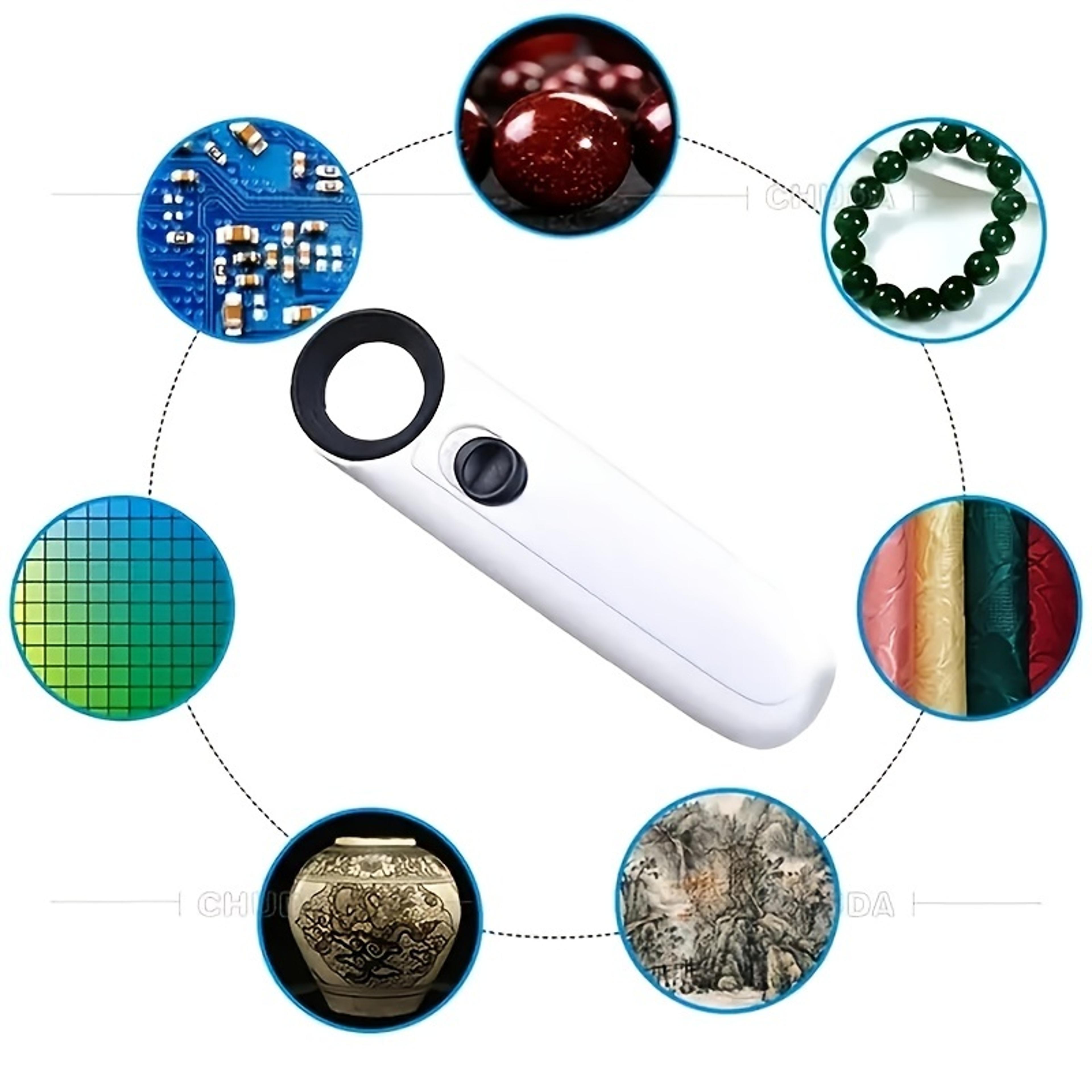 HD Magnifying Glass Handheld Magnifier With Two LED Lights Jewelry Diamond Jade Mirror Identificati 2