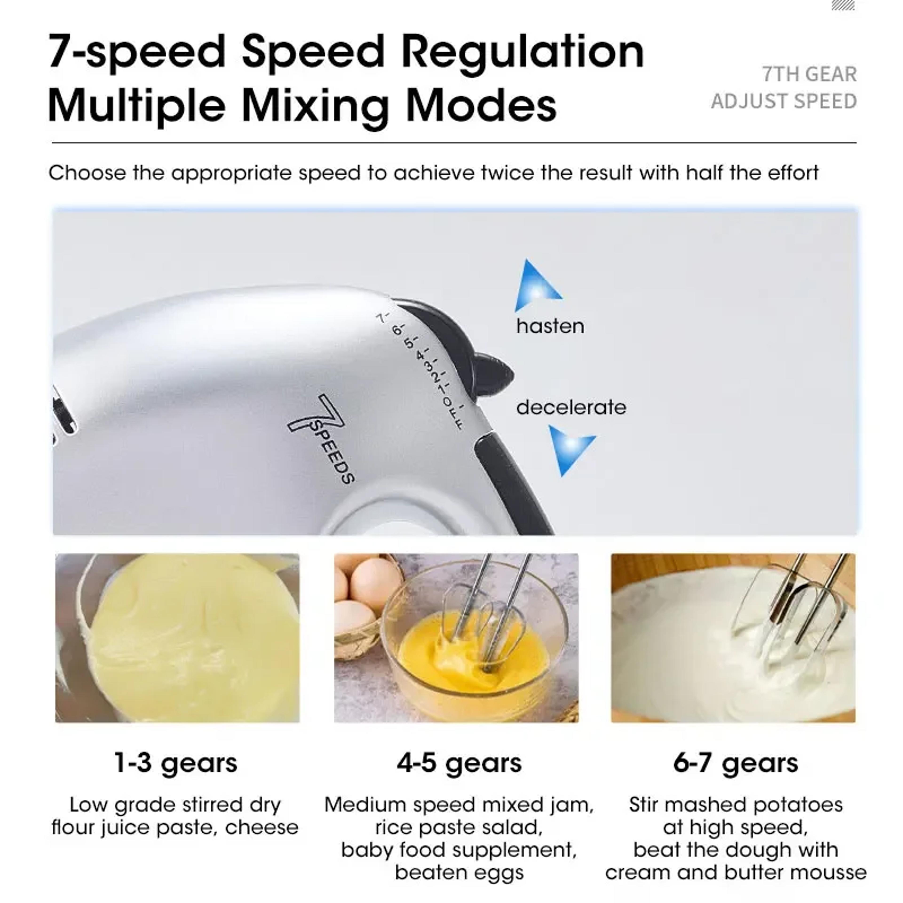 Household Automatic Mixer Handheld Electric Egg Beater Handheld Food Cake Bread Baking Dough Mixer 5