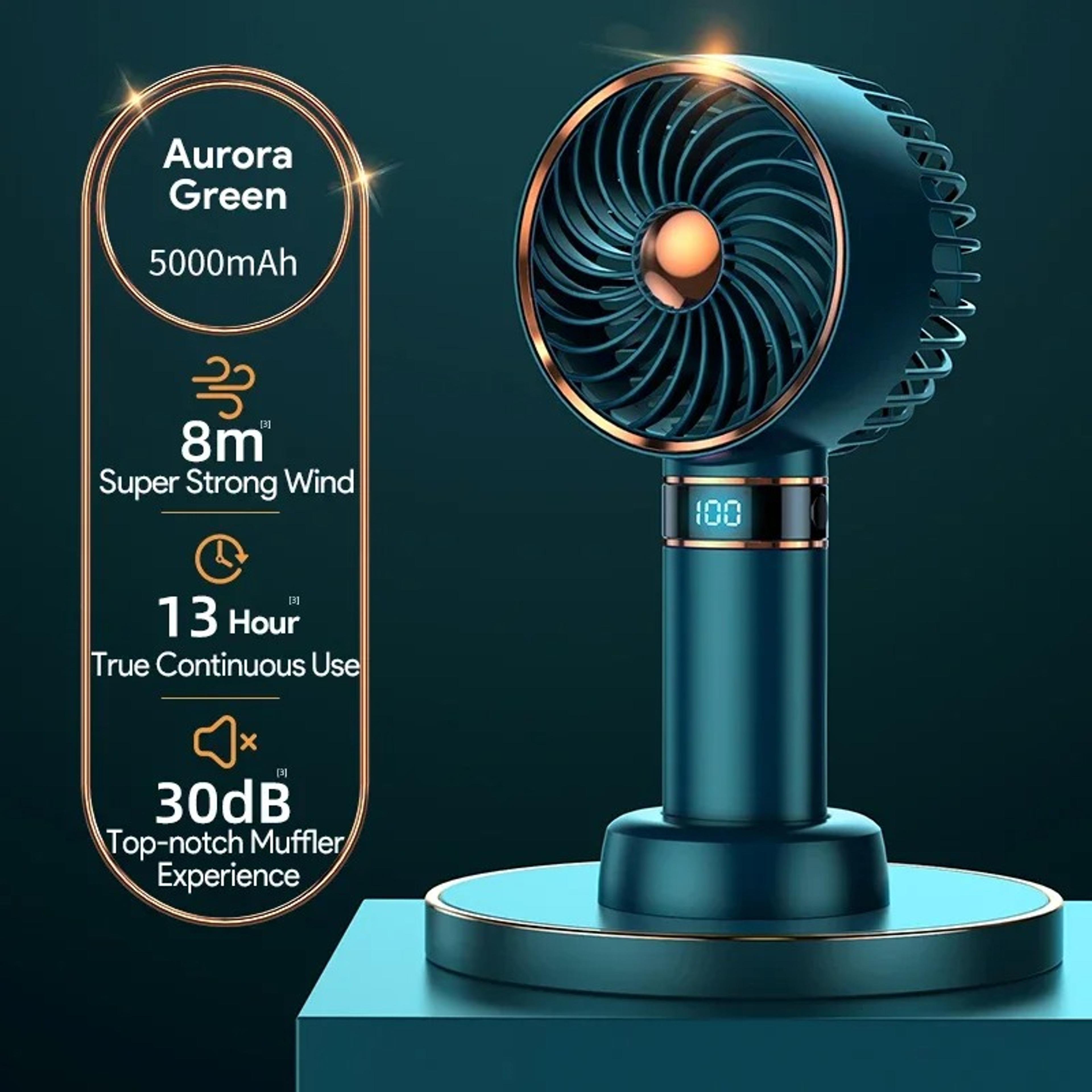 Mini Handheld Fan Portable USB Rechargeable With Digital Display Strong Wind For Travel Outdoor Cam 4
