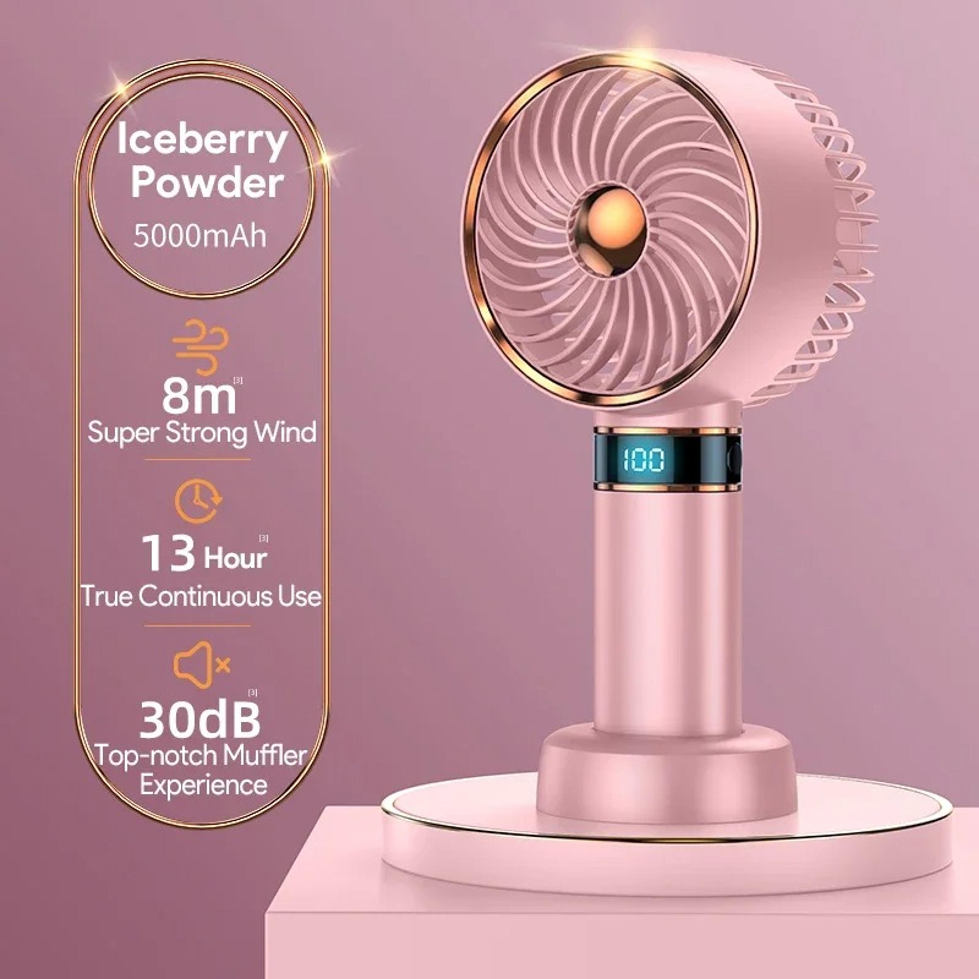 Mini Handheld Fan Portable USB Rechargeable With Digital Display Strong Wind For Travel Outdoor Cam 5