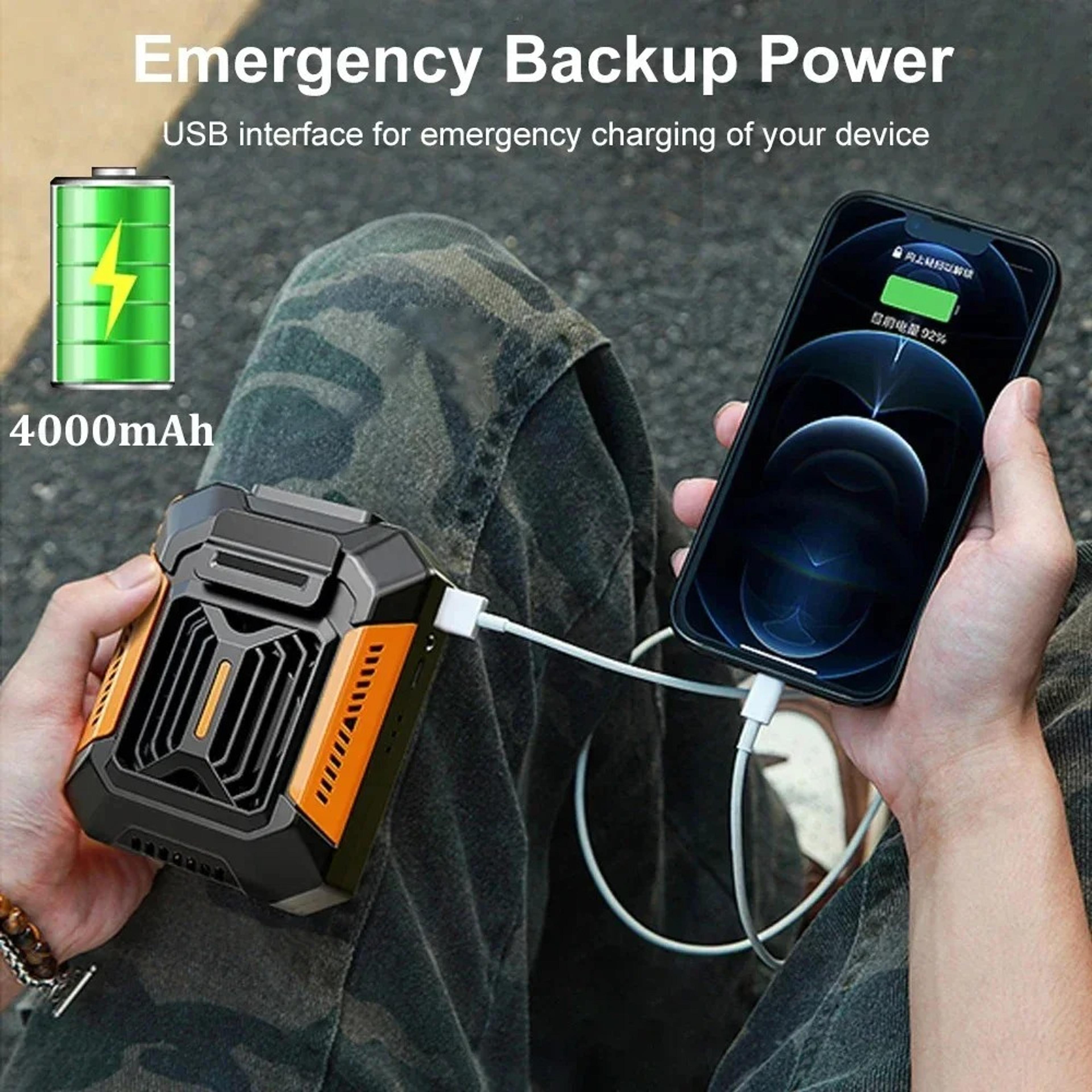 Neck Fan With LED Light USB Rechargeable Power Bank Speed Settings For Outdoor And Office Use 1