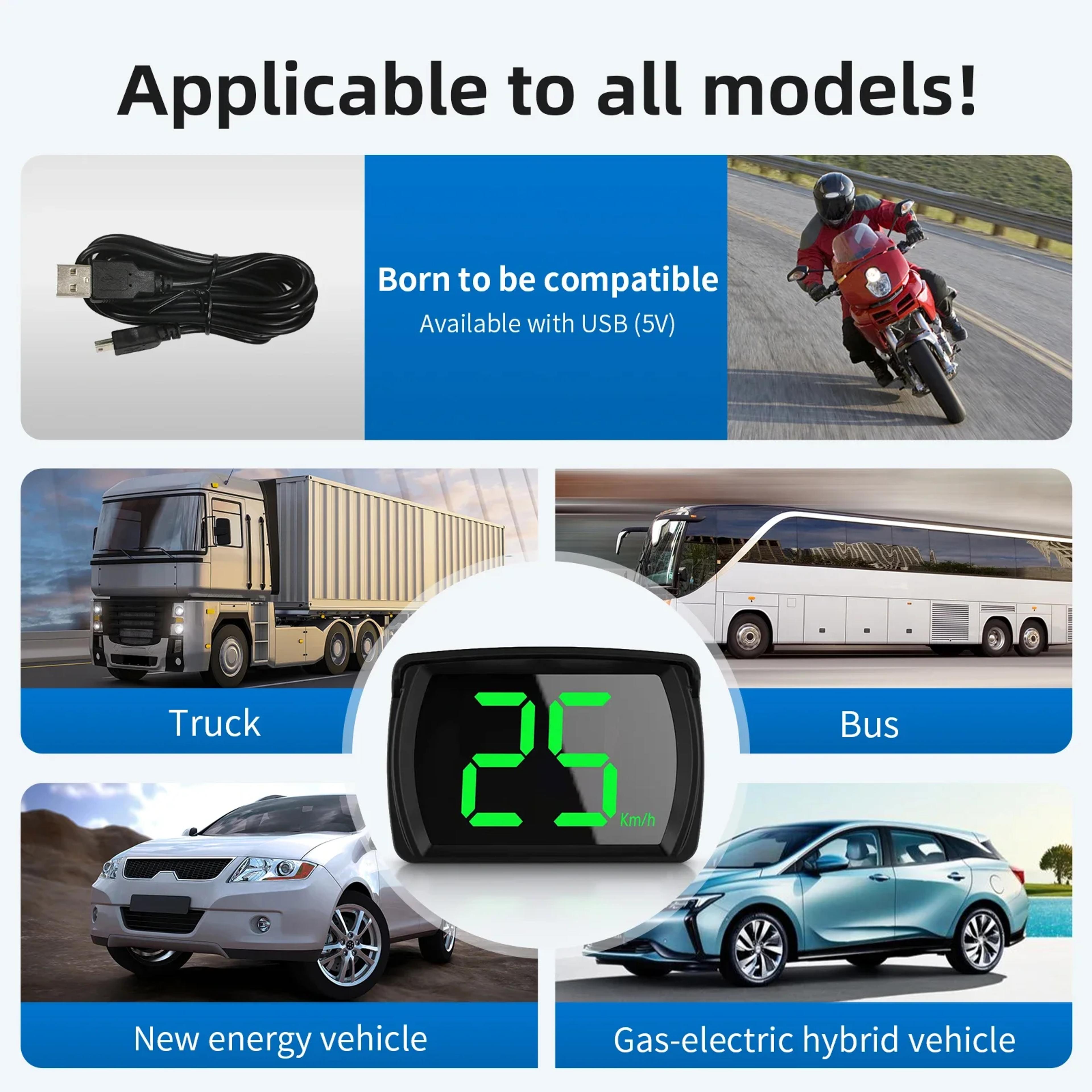 Universal Car GPS HUD Speedometer Digital Big Font KMH Over Speed Reminder Plug And Play 5