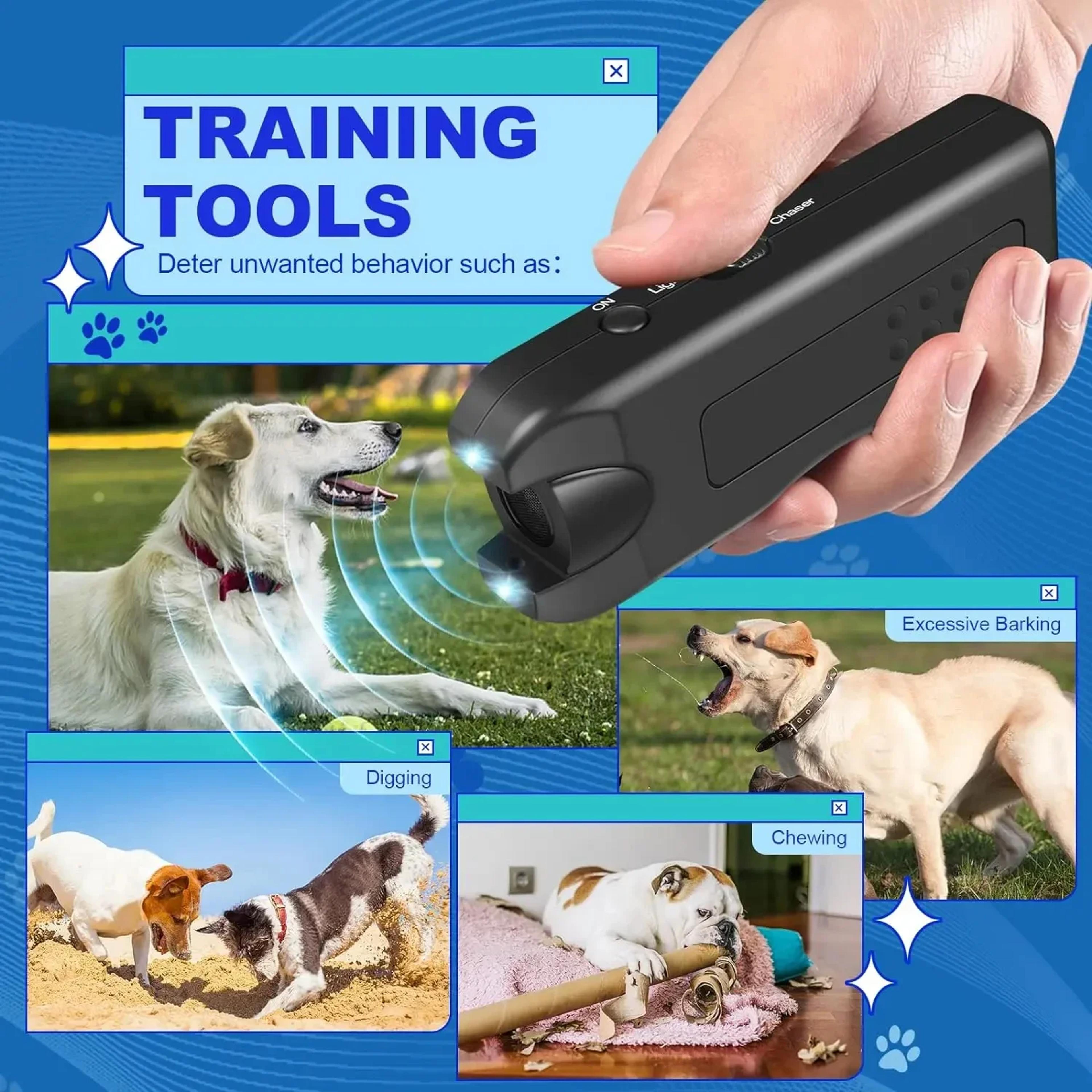 Portable Dog Ultrasonic Repeller With LED Antibarking Pet Training Device For Outdoor Deterrent To  3