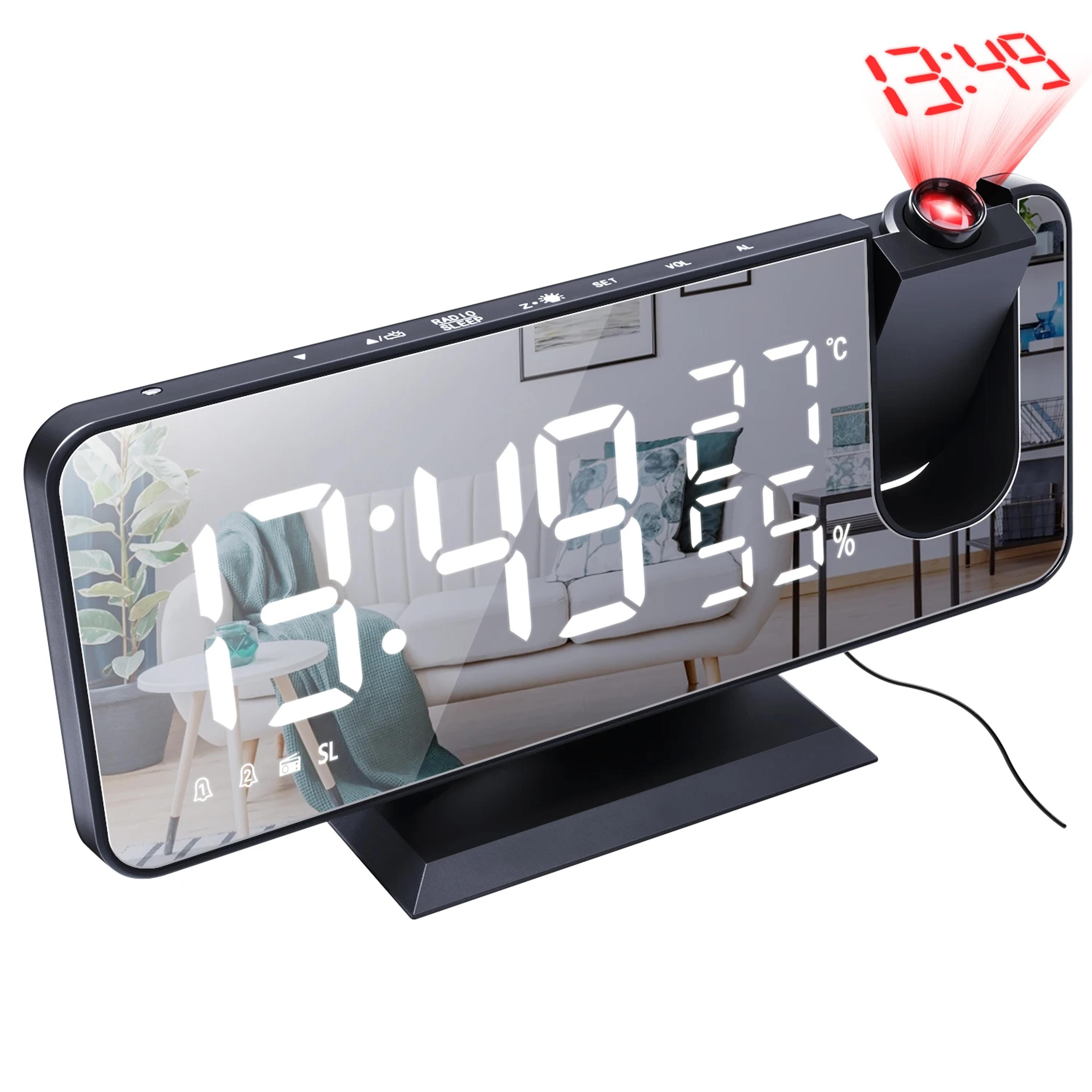 Electronic Desktop LED Alarm Clock With USB Wake Up FM Radio Time Projector Snooze And Dual Alarms  6