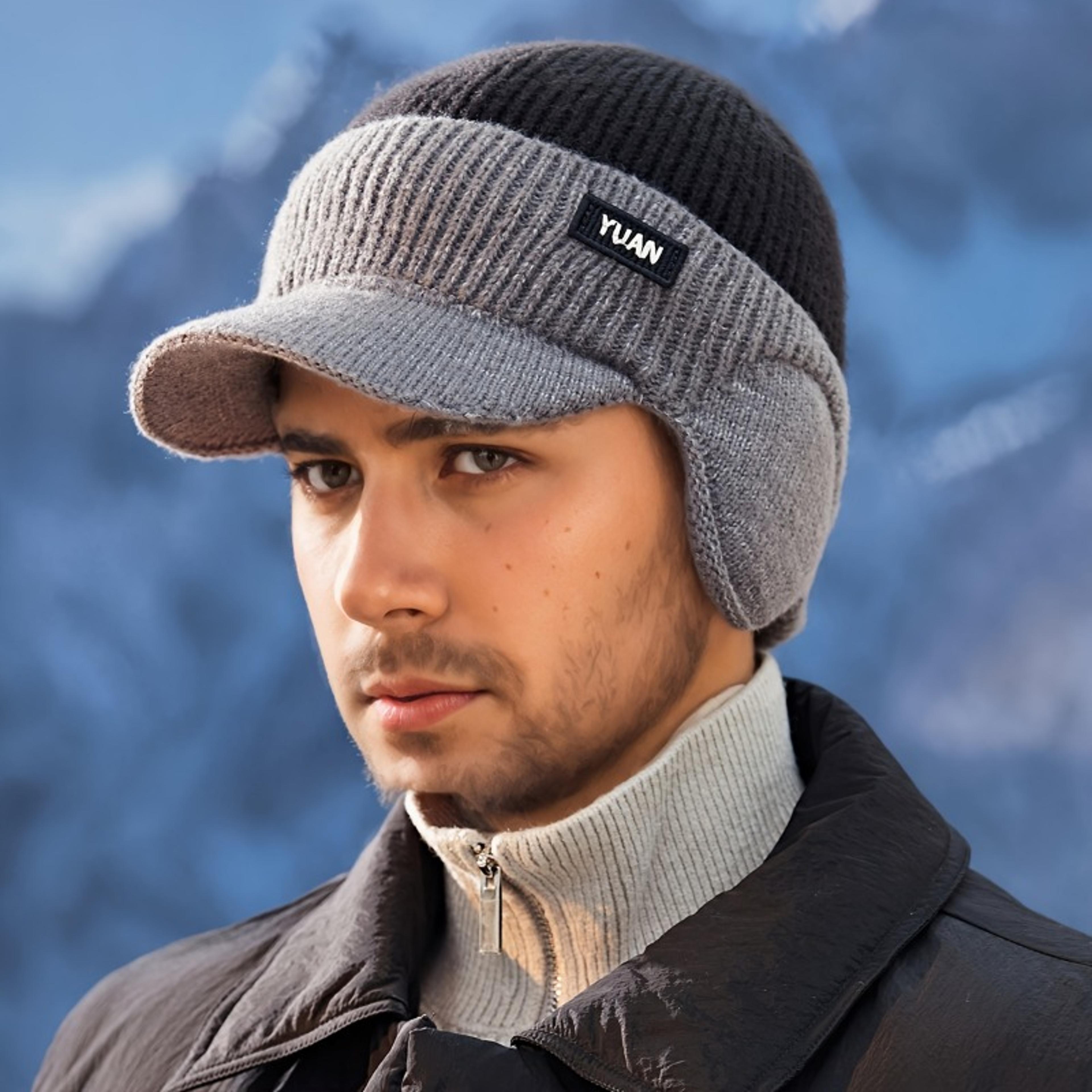Fashionable Dad Hat With Ear Protection  DualTone Knit Baseball Cap For Outdoor Activities 2
