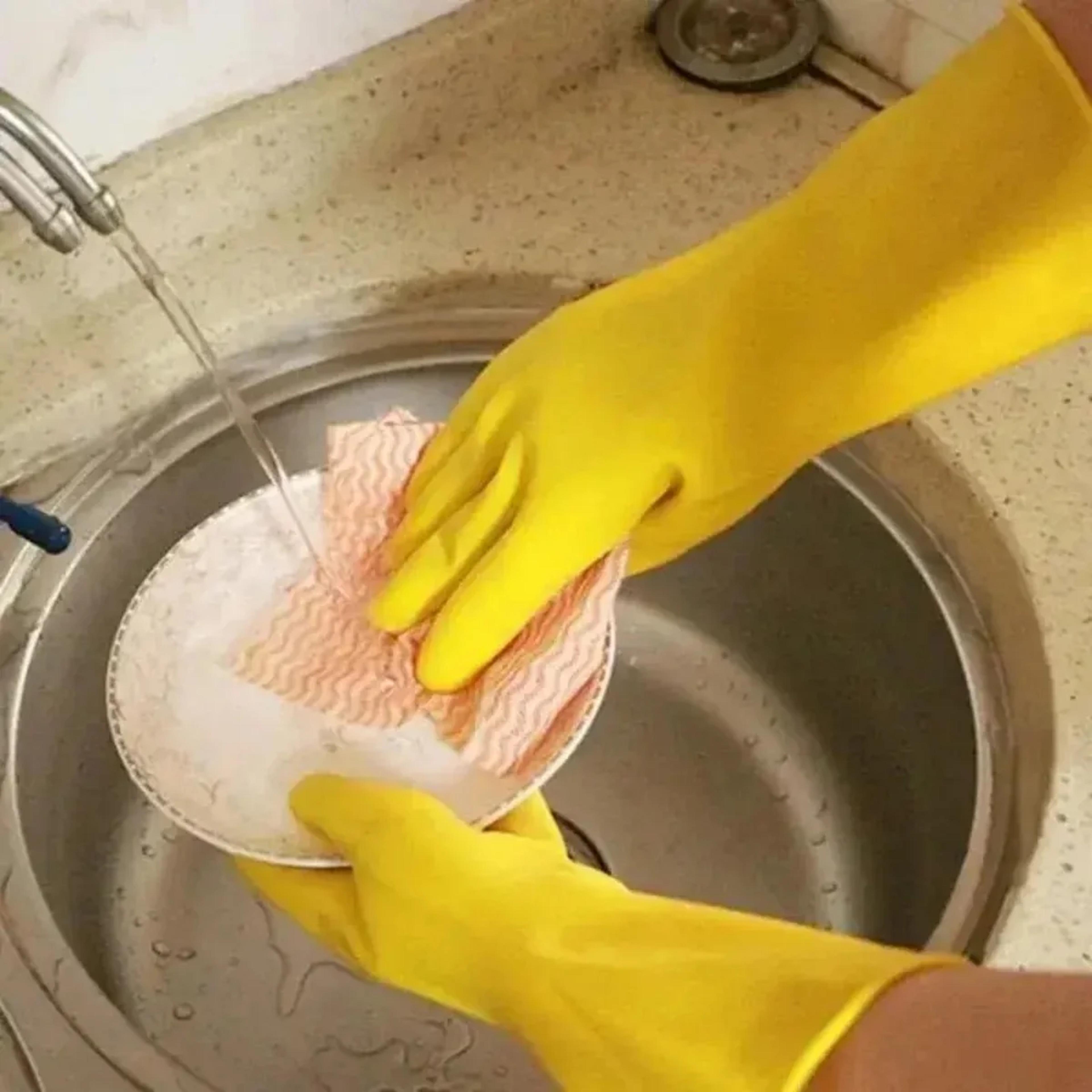 Womens Waterproof Latex Dishwashing Gloves For Household Kitchen Cleaning 2