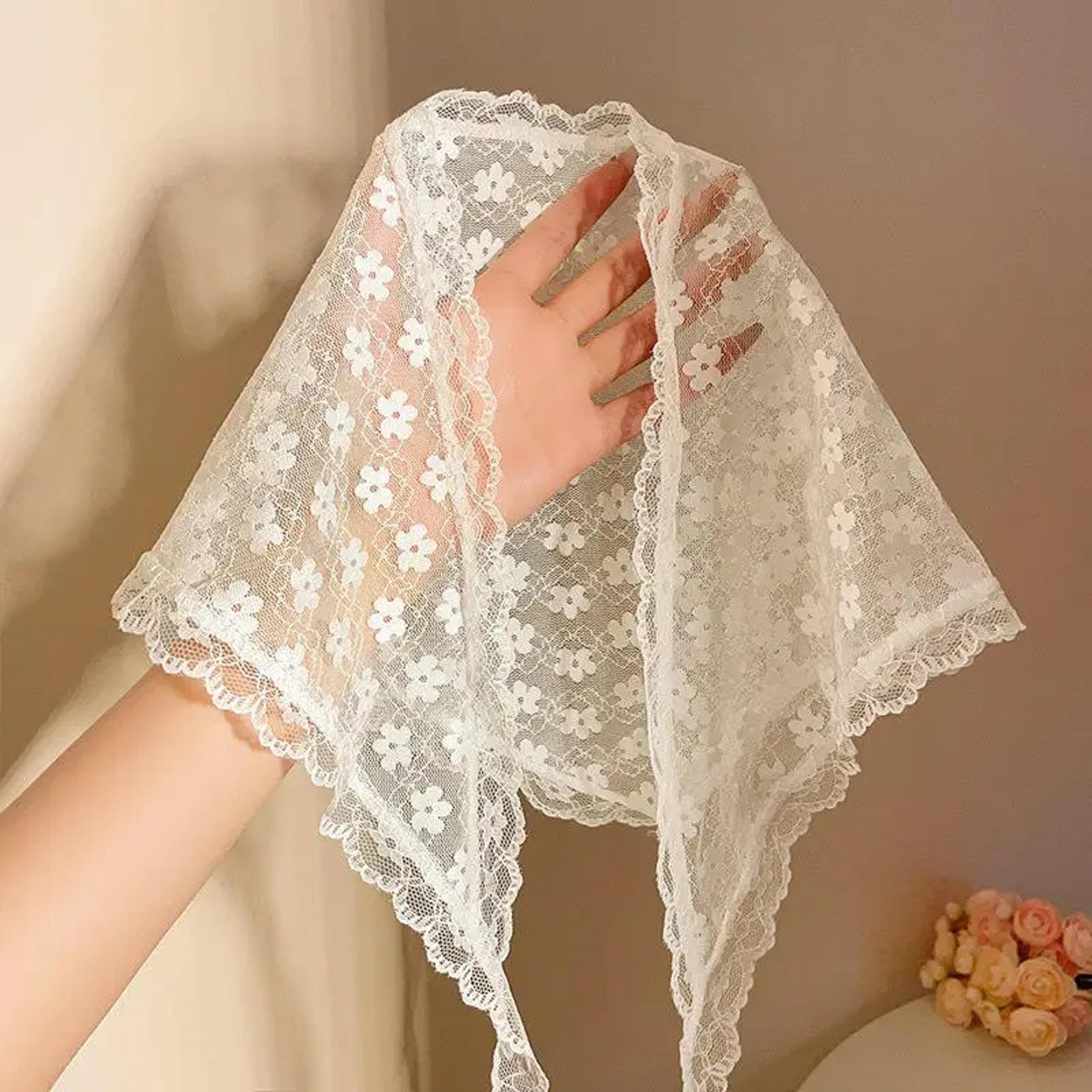 Print Hair Scarf For Women Triangle Headband White Sweet Kerchief Stylish Hair Bands For Girls 2