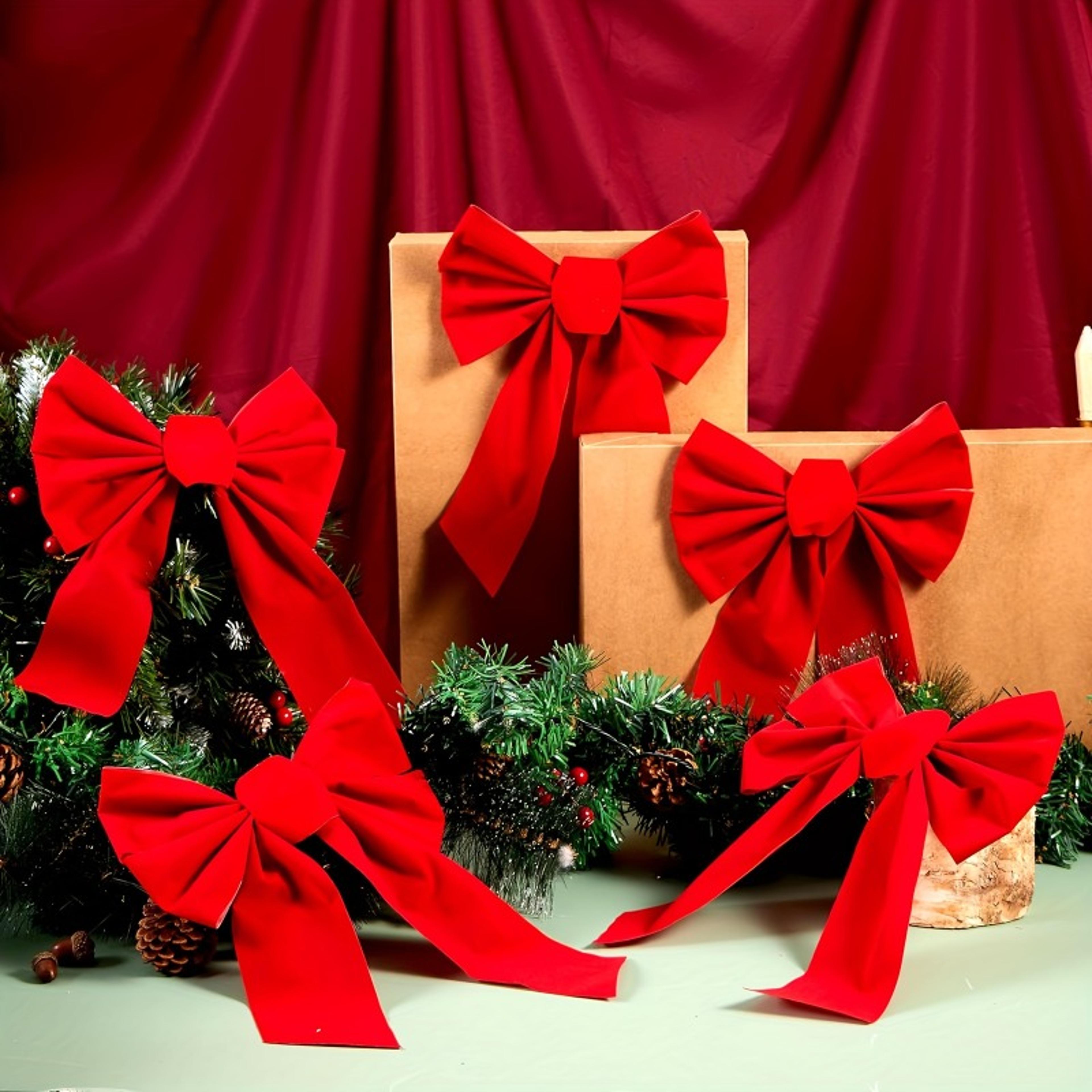 Red Velvet Christmas Bows Set Of Perfect For Tree Garlands Wreaths Indoor Outdoor Decor 4