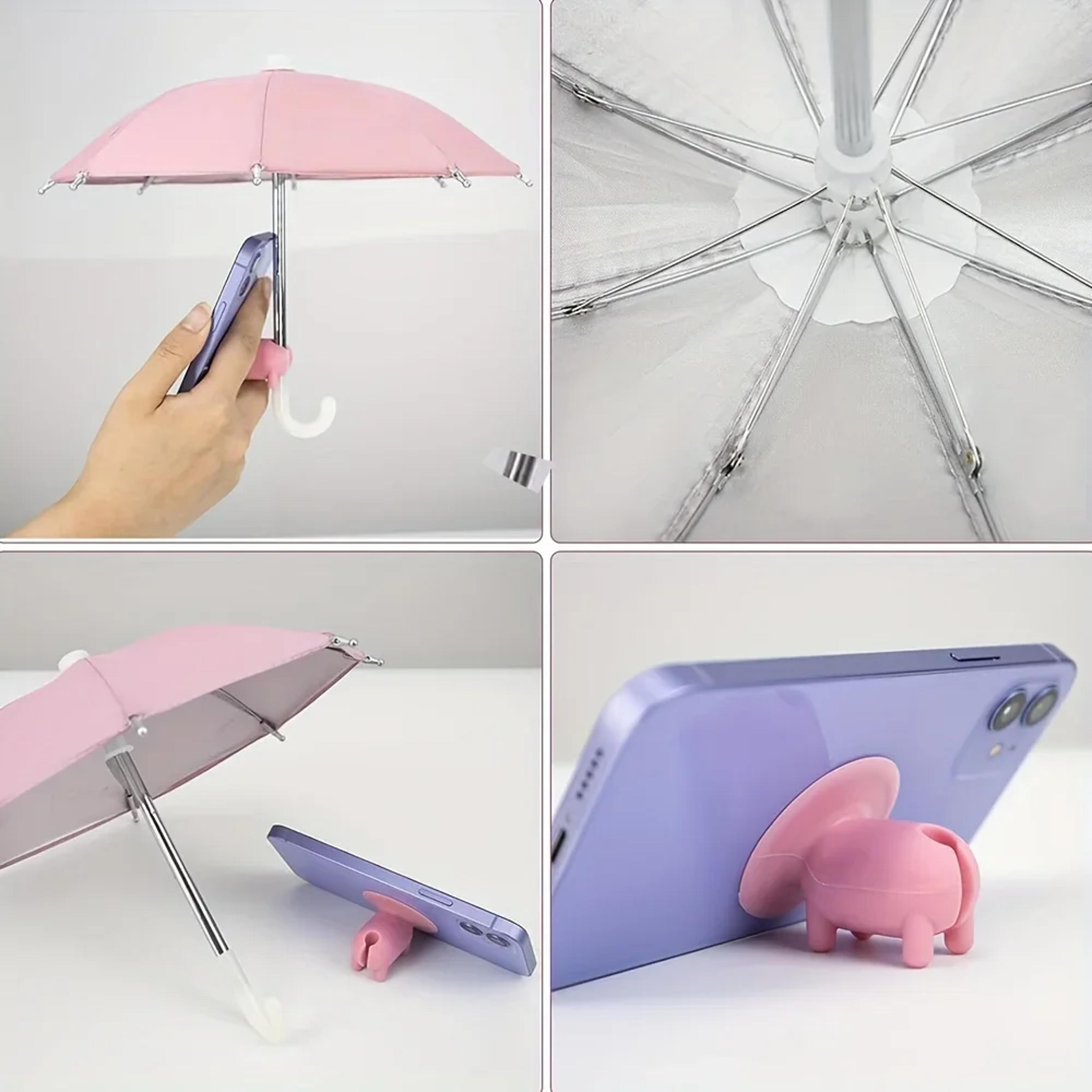 Mini Umbrella For Phone With Suction Cup Stand AntiGlare Sunshade Cover Outdoor Motorcycle Car Hold 2