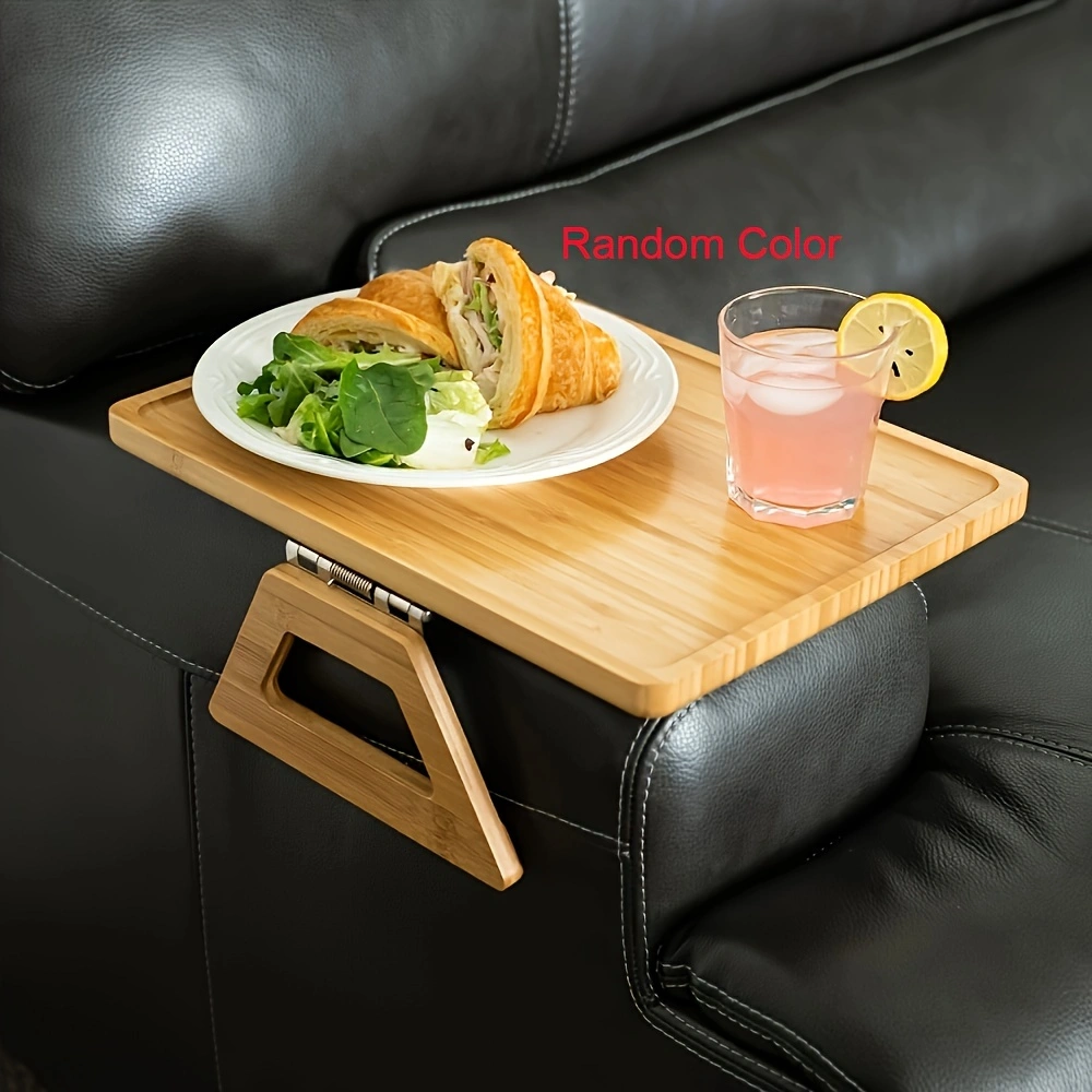 Foldable Wooden Sofa Tray Armrest Table Round Rhombus Rectangle Snack Groceries Tray 2
