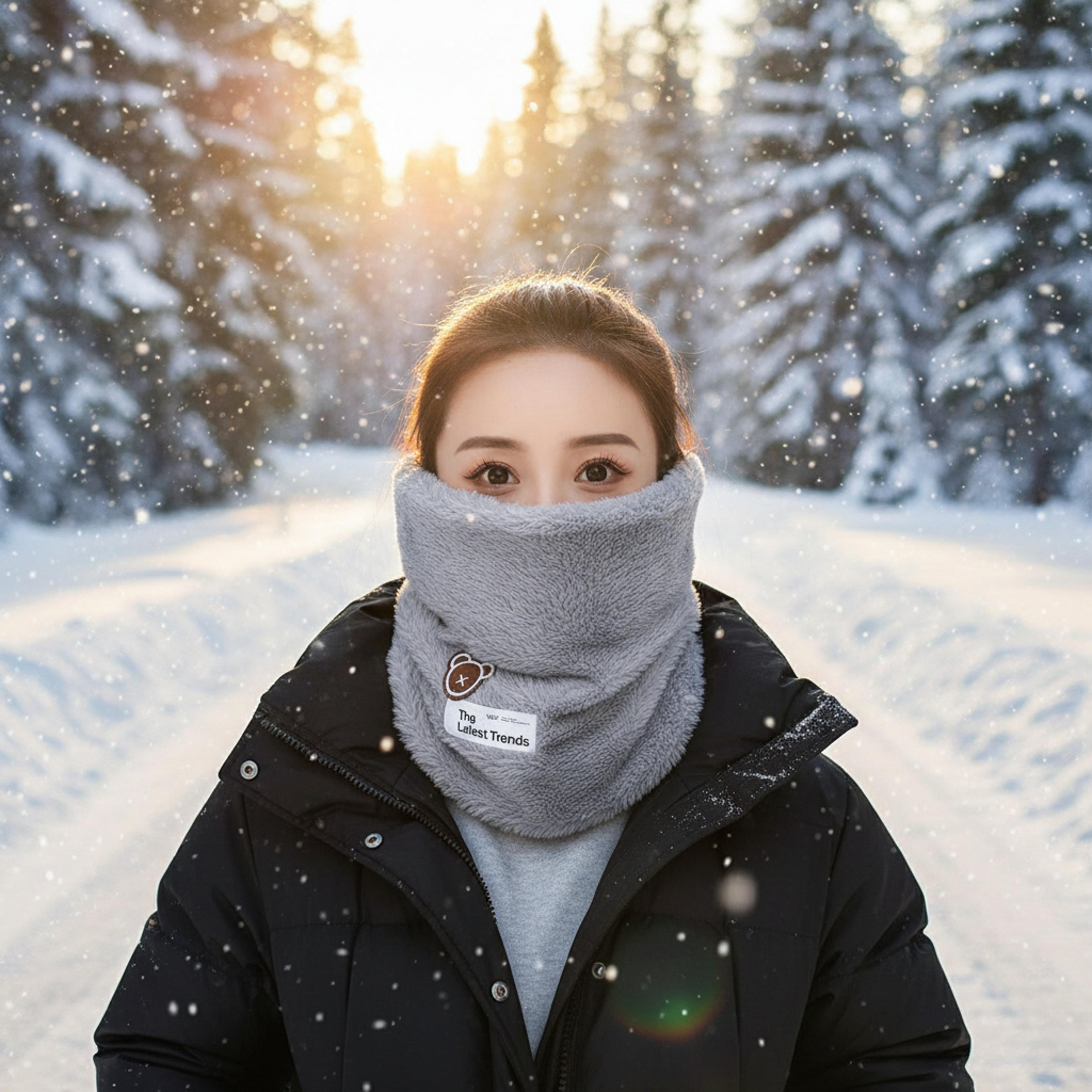 Warm Windproof Neck Gaiter Cozy Thick Fleece Knitted Scarf Winter Headwear For Men Women Outdoor Ru 3