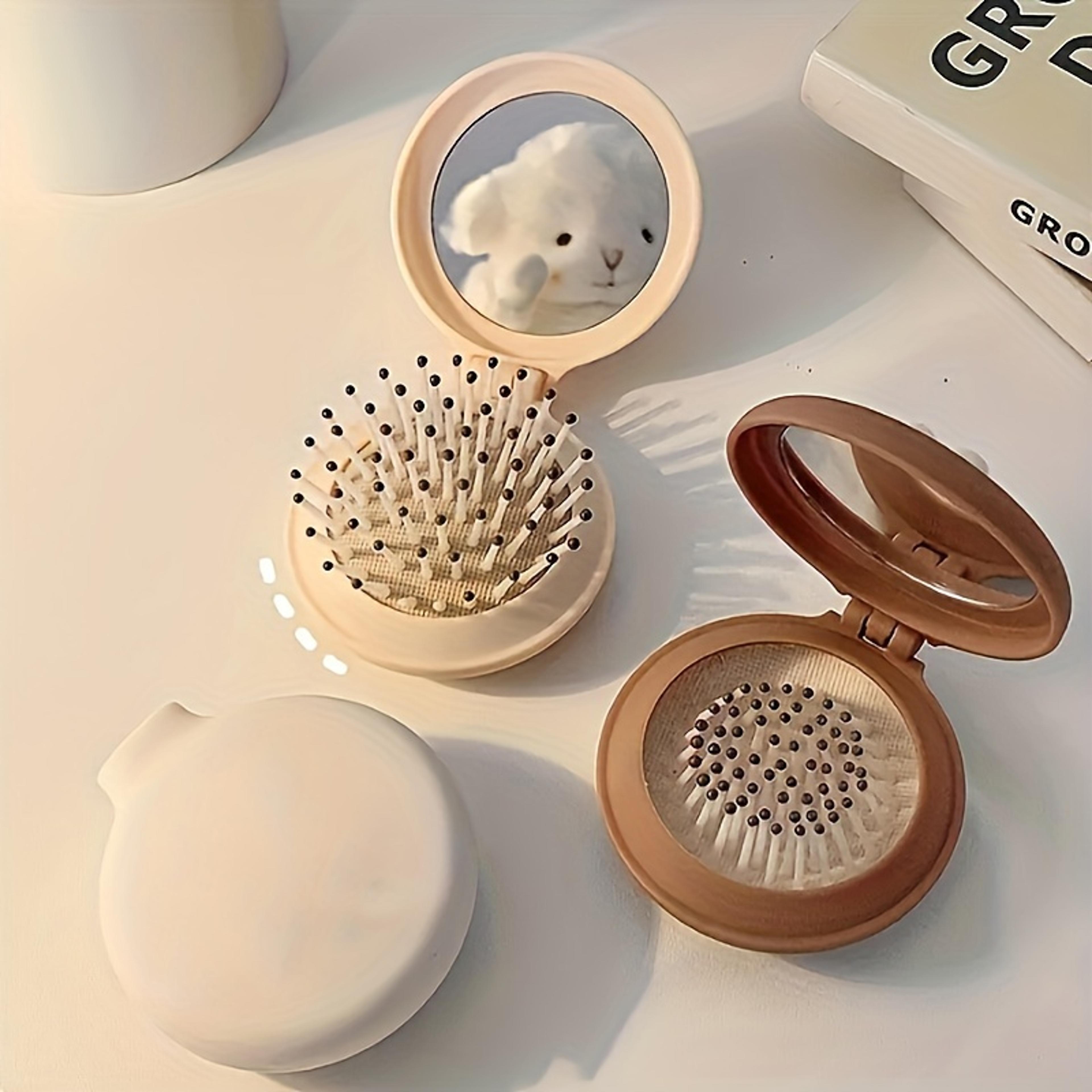Lightweight Plastic Mini Portable Folding Travel Hair Brush With Mirror Dual Fold Design For Outdoo 1