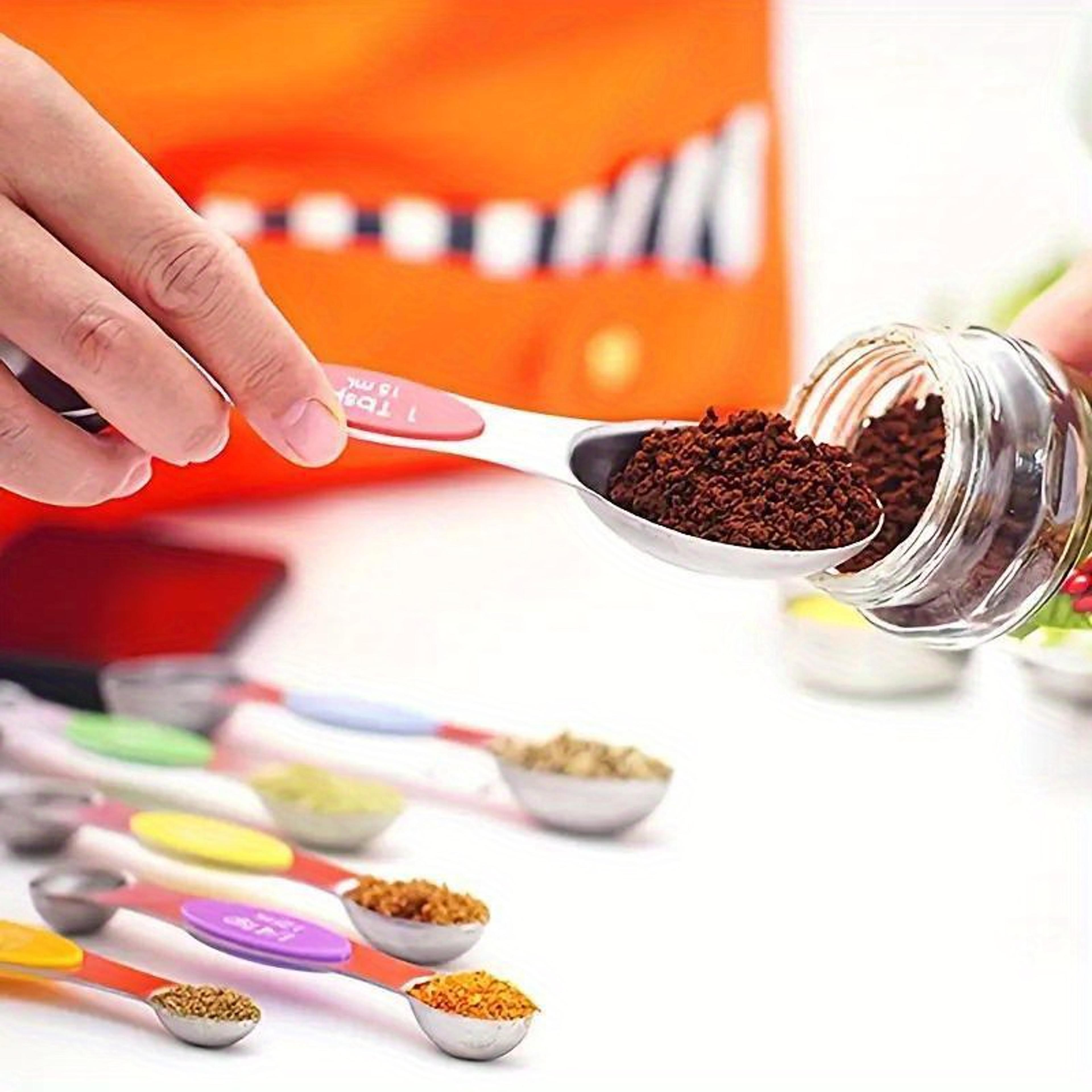 Stainless Steel Double Headed Measuring Spoon Set With Magnetic Suction And Scale 5