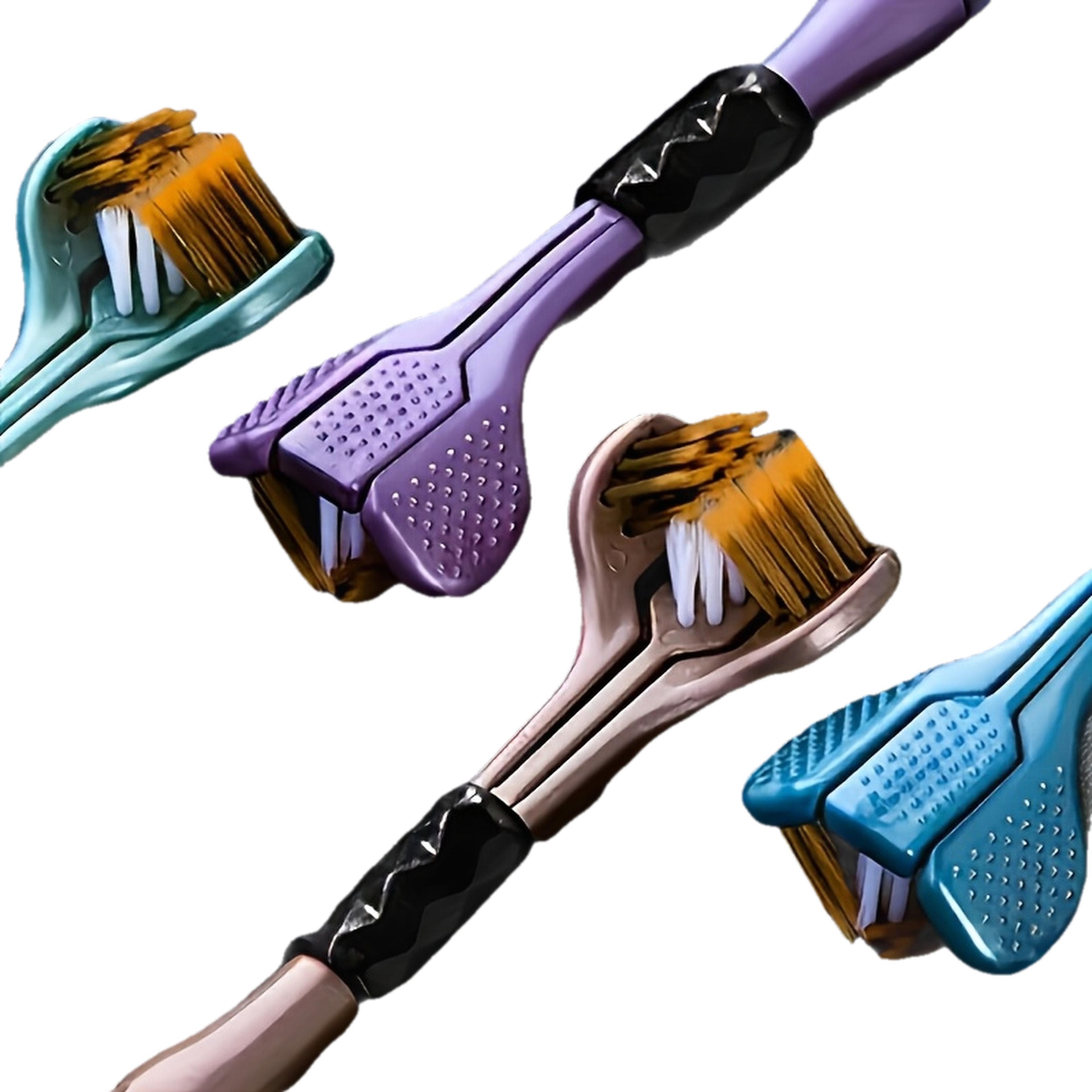 Ergonomic Manual Toothbrush Set With Soft Grip Handle Golden Volcanic Bristles Replacement Brush He 0