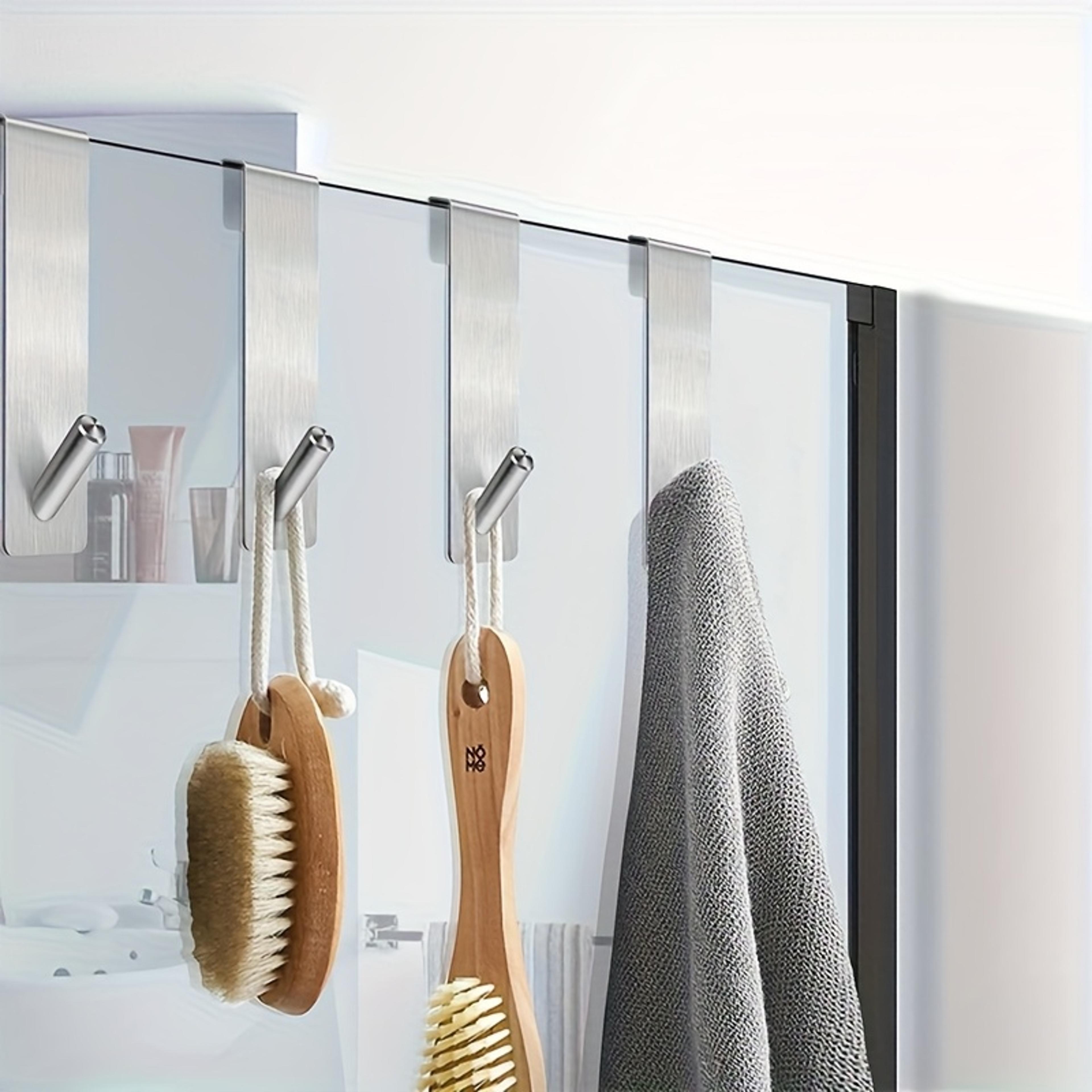 SShape Towel Hooks Stainless Steel Over Glass Door Shower Rack Bathrobe Holder 3