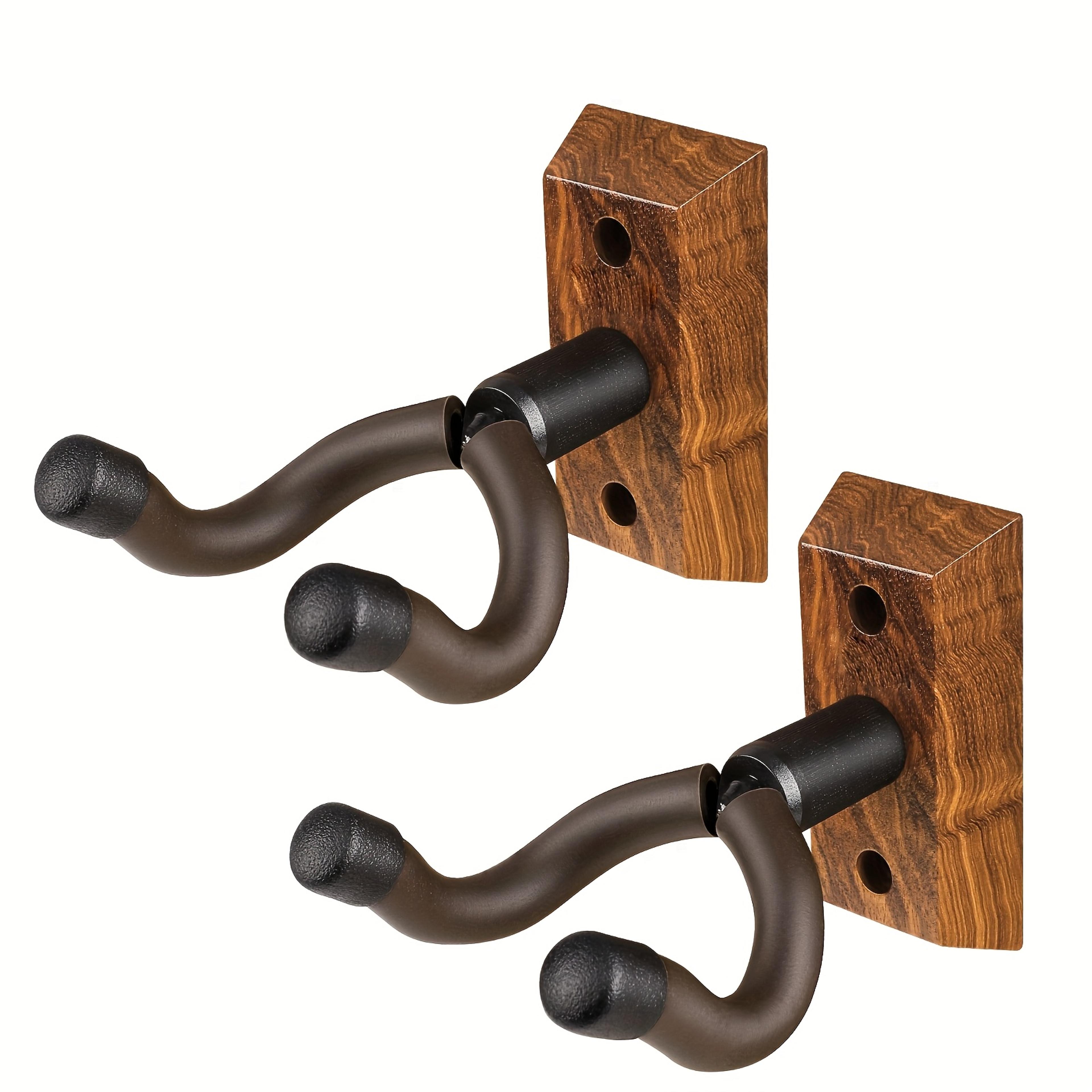 Premium Zebra Wood Guitar Wall Mount With Rotating Hooks  Universal Guitar Hanger For All Sizes 4