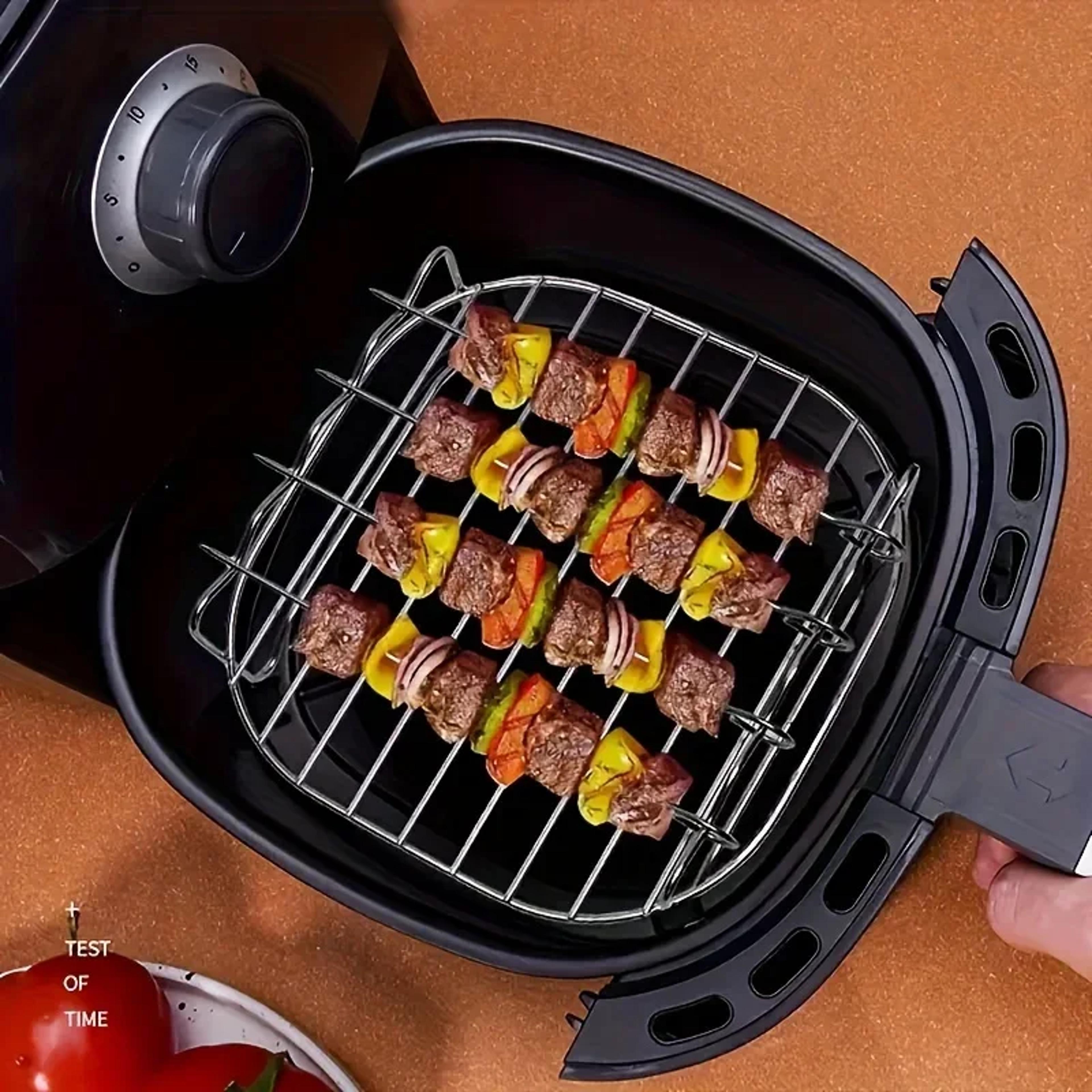 Air Fryer Square Grill Set With Barbecue Skewers  Cooking Rack  Stainless Steel Air Fryer Accessori 0