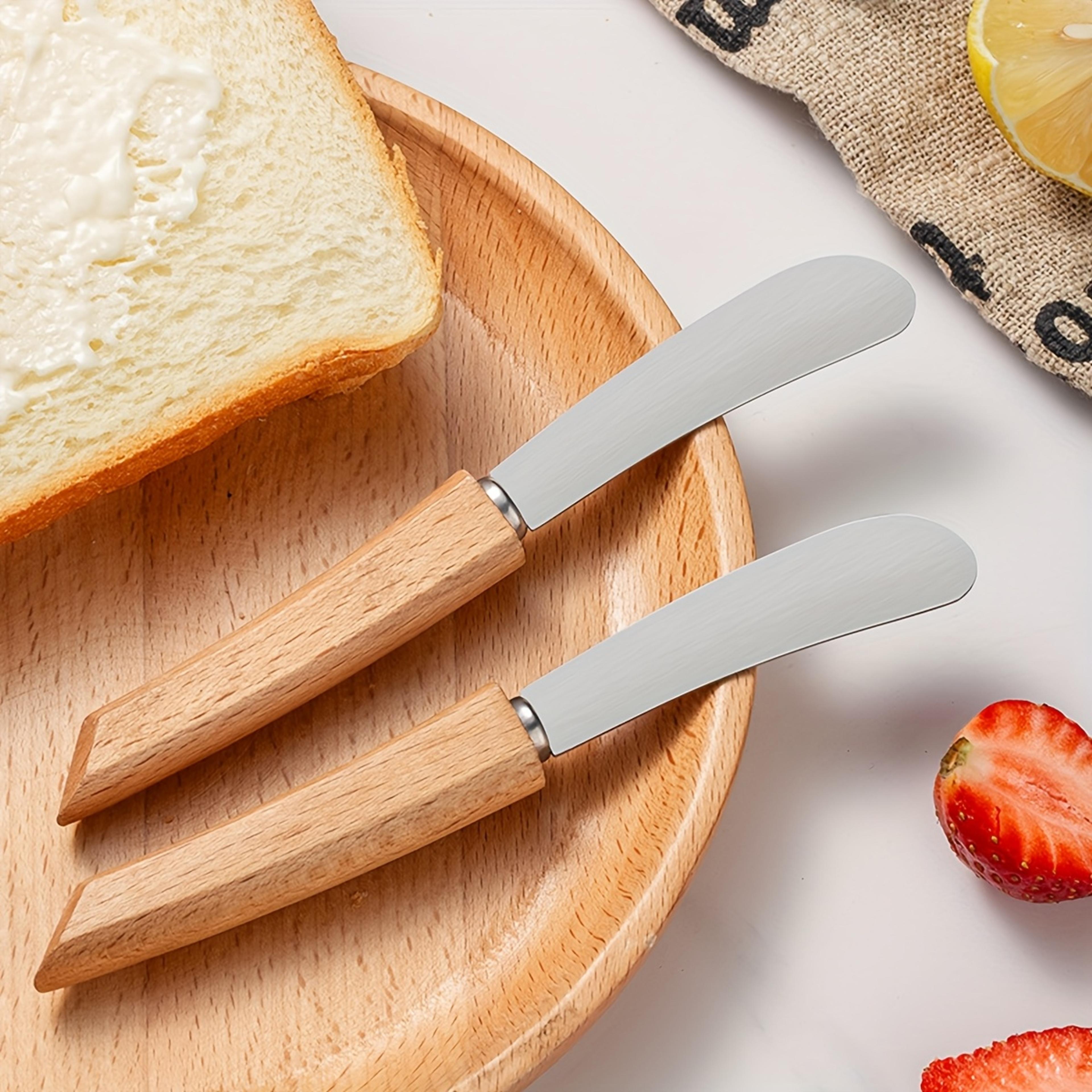 Stainless Steel Butter Knife With Wooden Long Handle  Perfect For Spreading Jam Butter And Pastry 0