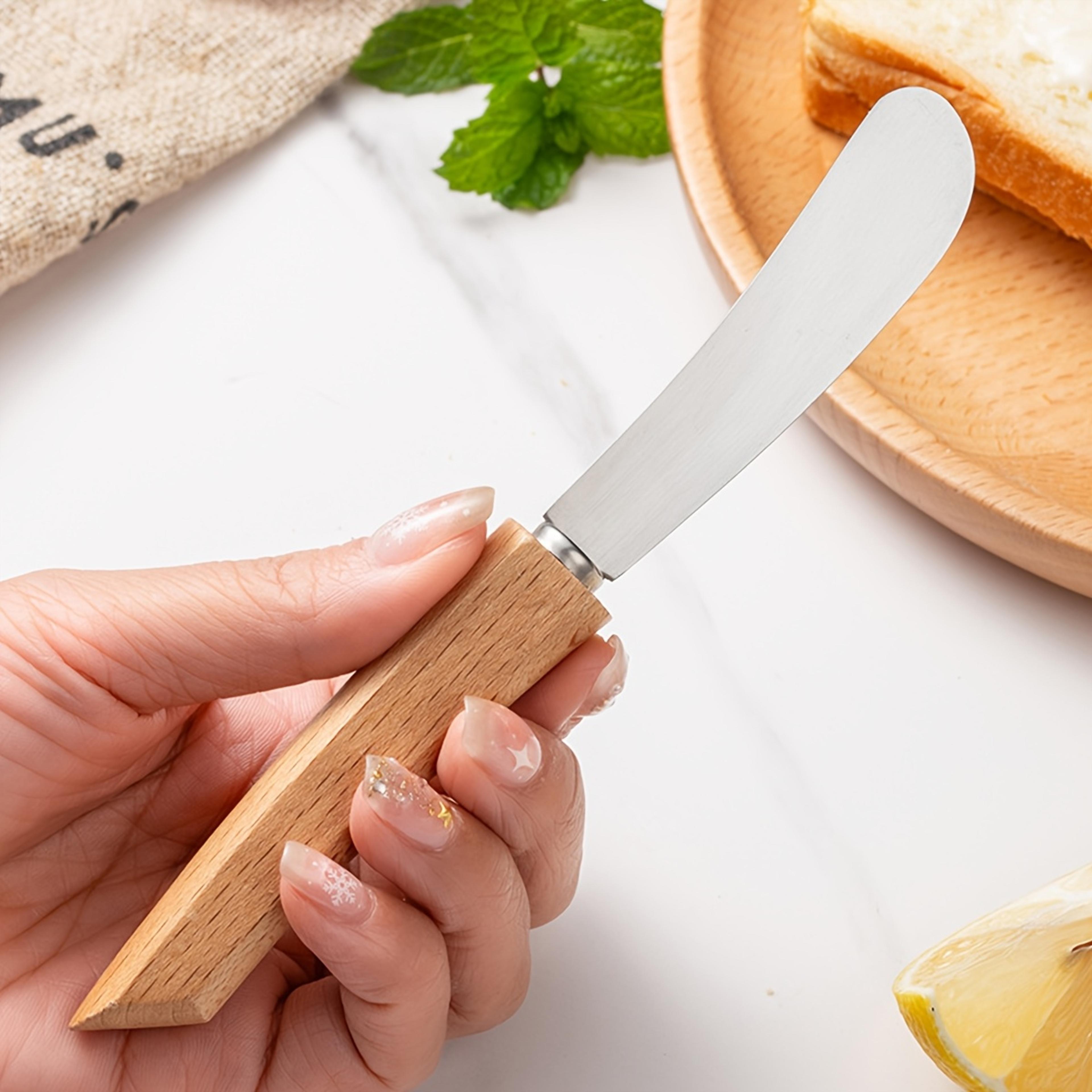 Stainless Steel Butter Knife With Wooden Long Handle  Perfect For Spreading Jam Butter And Pastry 4