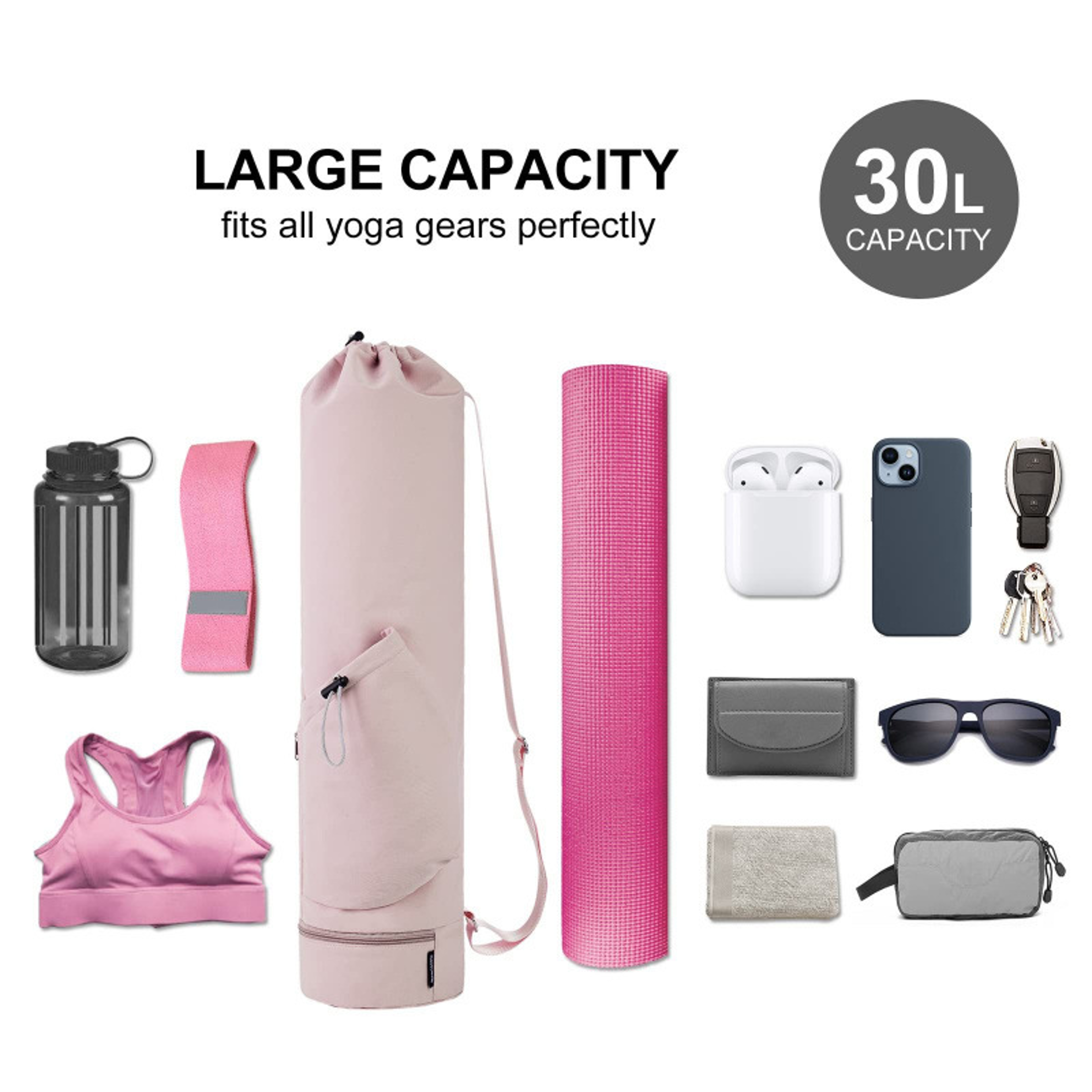 Yoga Mat Bag With Water Bottle Pocket  Wet Storage MultiFunctional Carrier For Gym Pilates  Fitness 3
