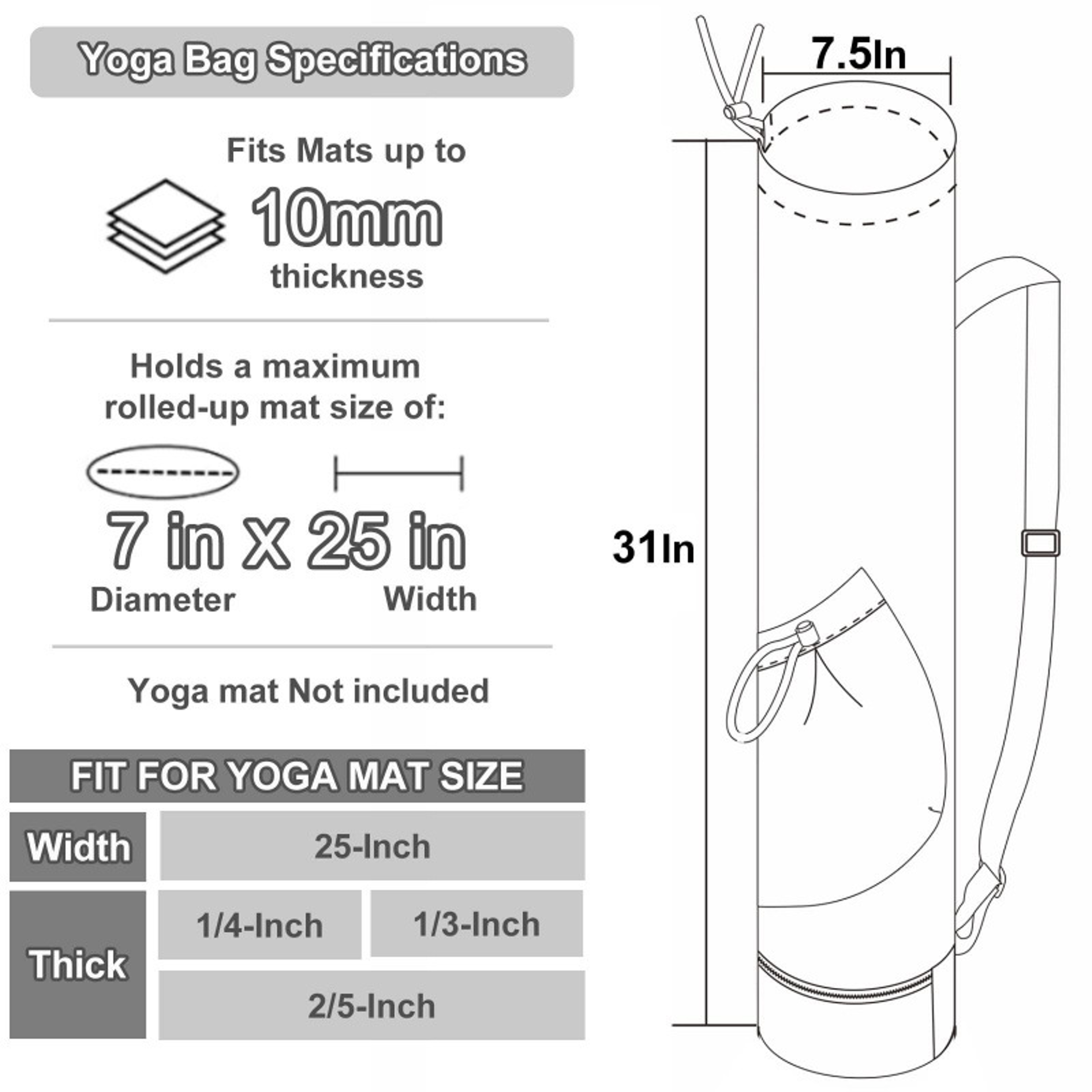 Yoga Mat Bag With Water Bottle Pocket  Wet Storage MultiFunctional Carrier For Gym Pilates  Fitness 4