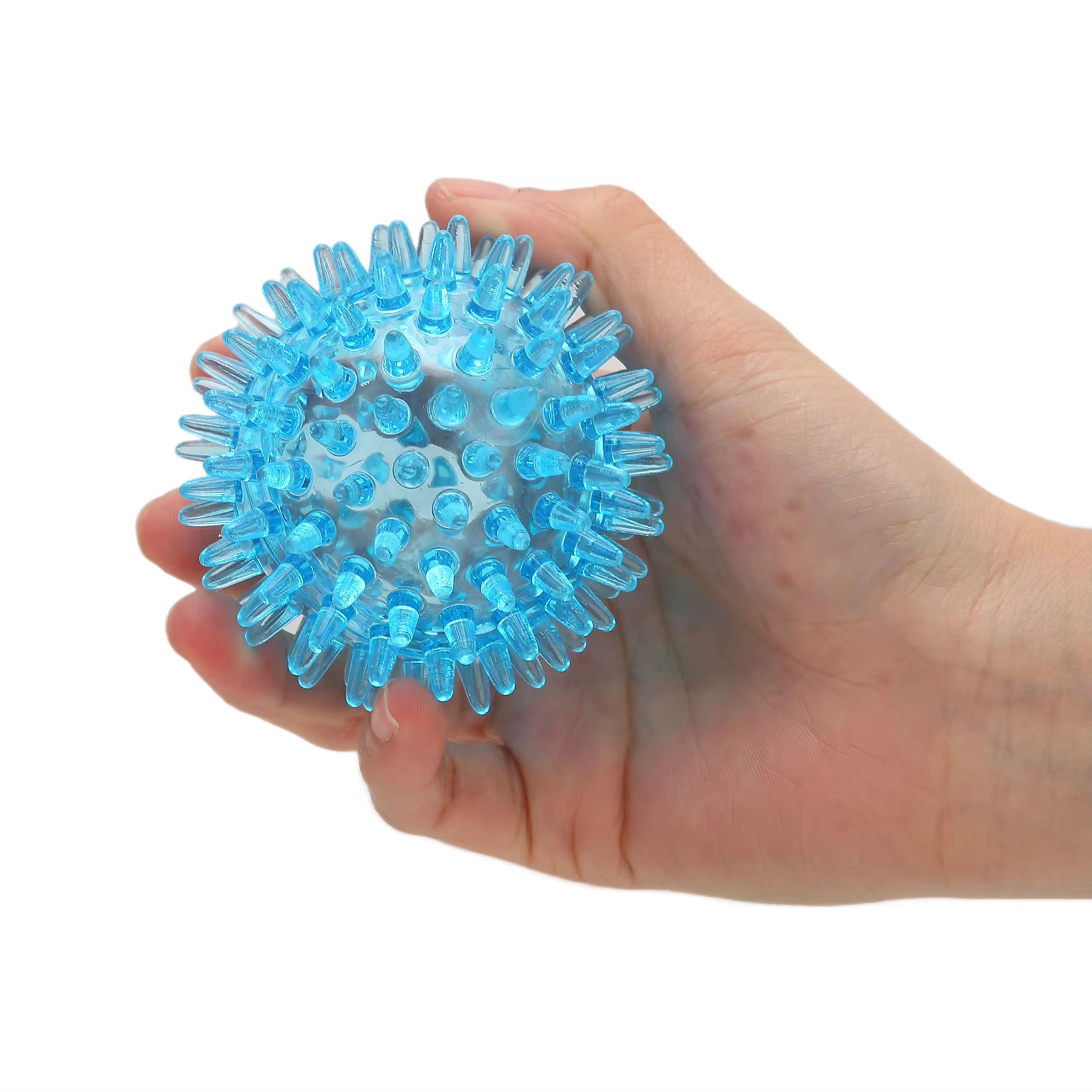 spiky hand massage ball for stress relief, exercise, and wrist strength recovery transparent & hollow design