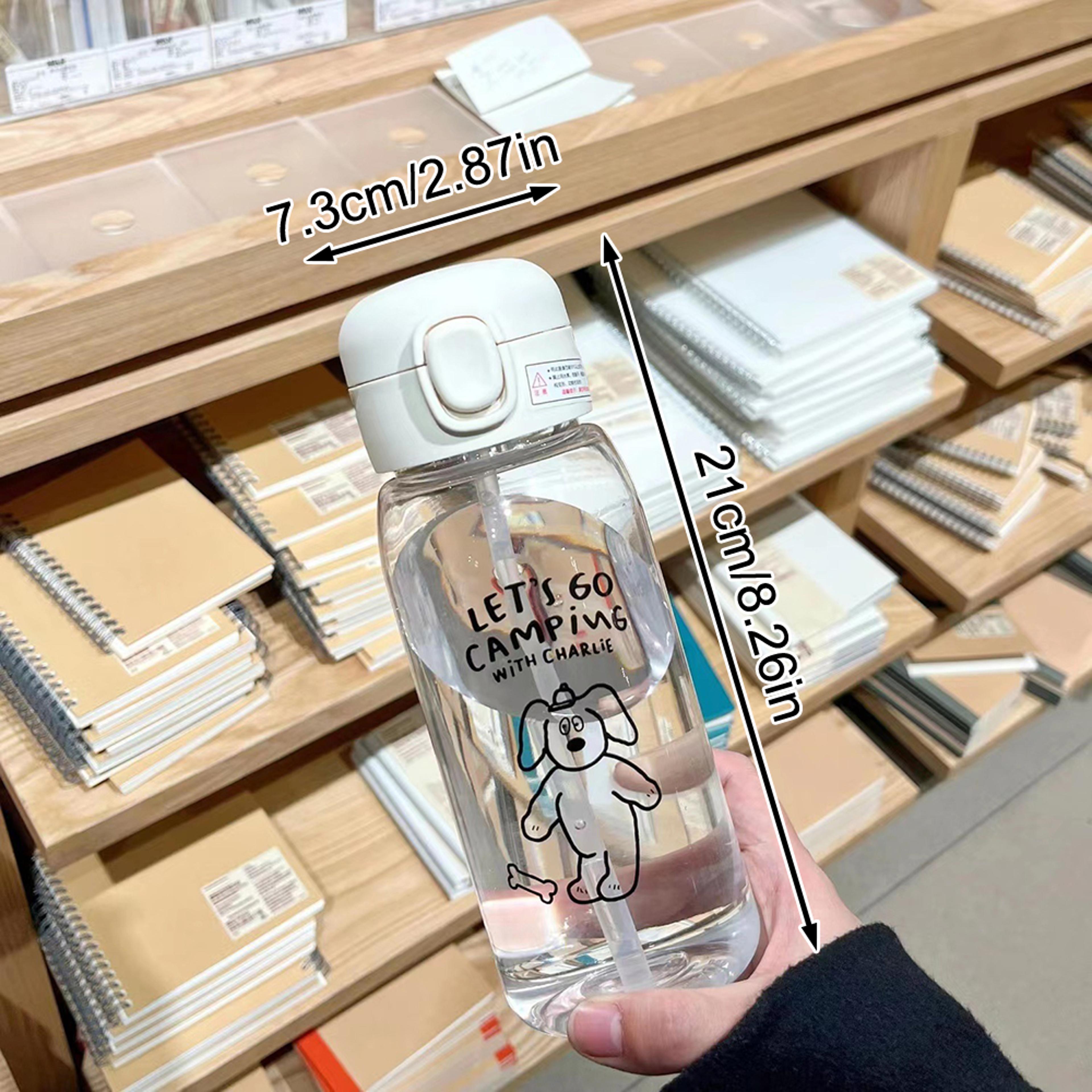 Transparent Creative Printed Plastic Water Bottle With Bouncing Straw Portable Outdoor Sports Cup F 2