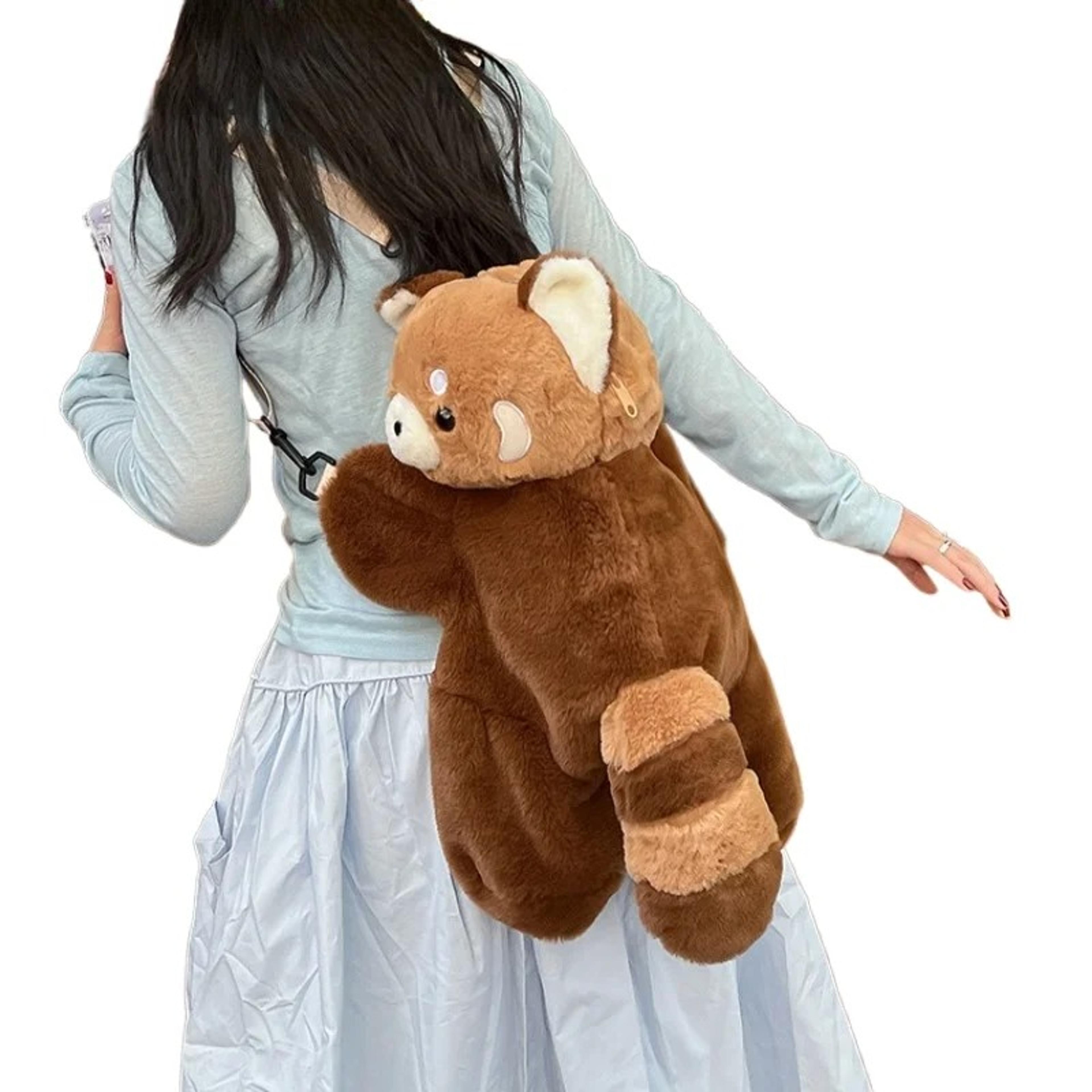Red Panda Plush Backpack  Cute Plushie Doll Crossbody Fur Soft Shoulder Bag For Women Ideal For Tra 5