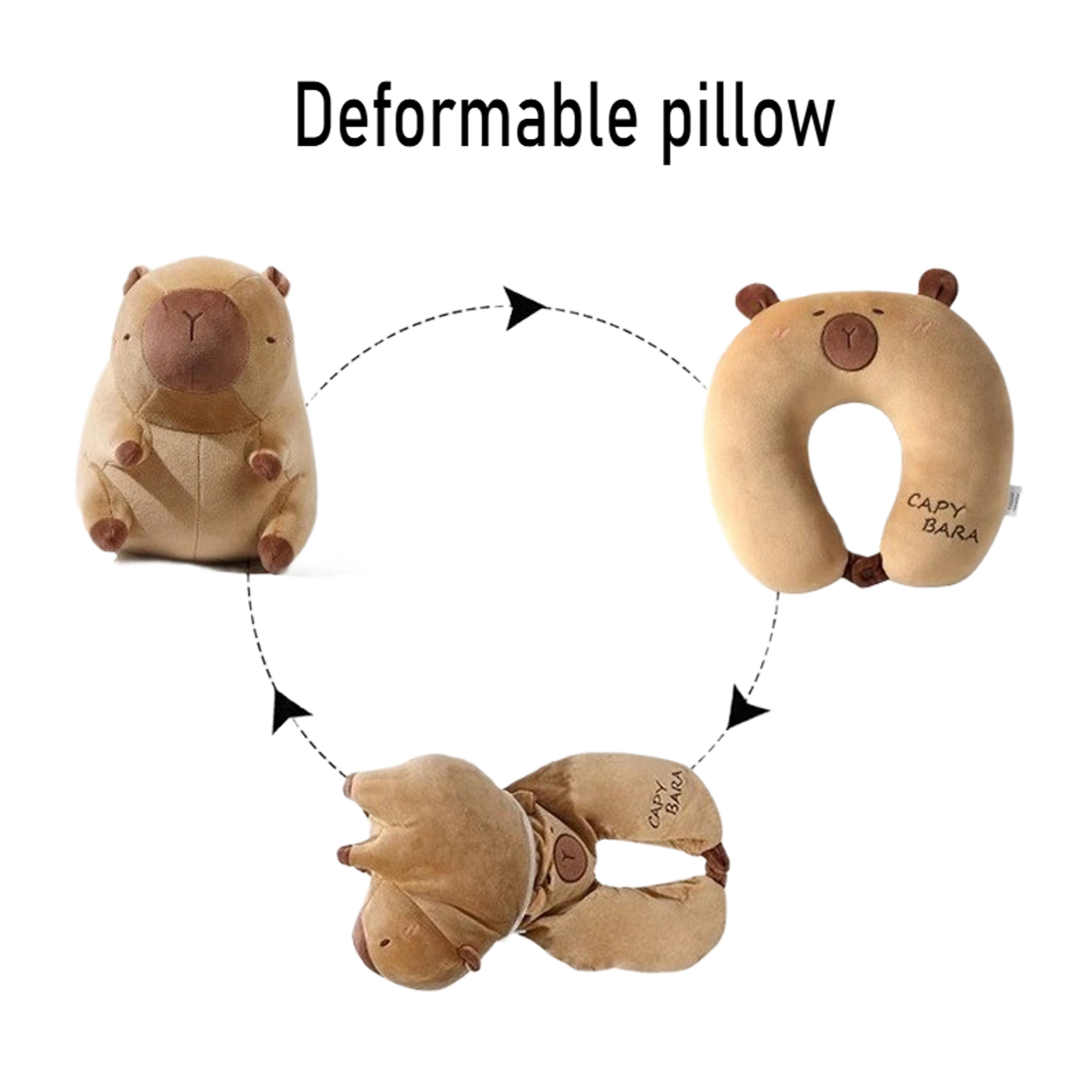 Portable Cartoon Capybara Ushaped Plush Pillow Travel Neck Support Pillow  Cute Plush Throw Pillow  1