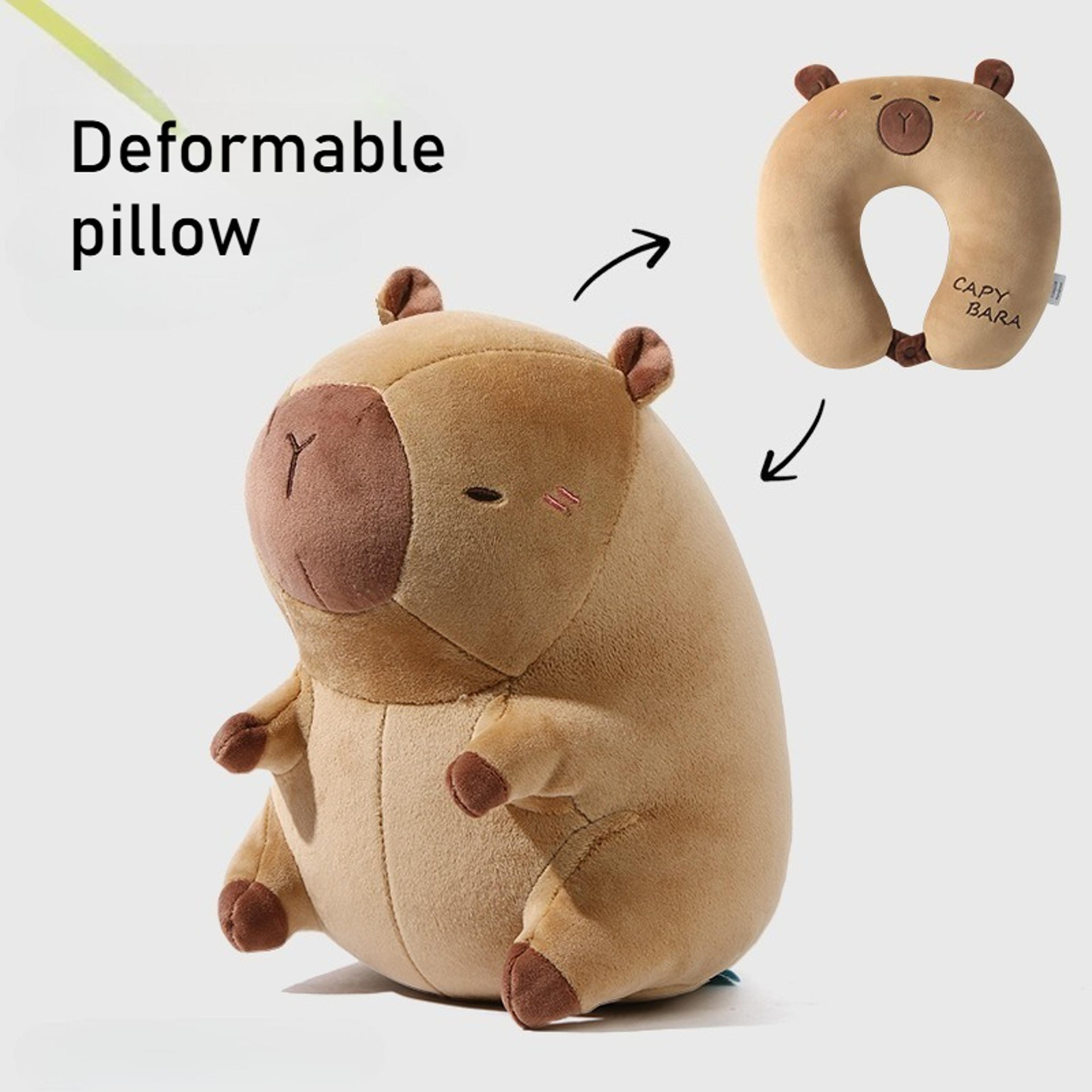 Portable Cartoon Capybara Ushaped Plush Pillow Travel Neck Support Pillow  Cute Plush Throw Pillow  4