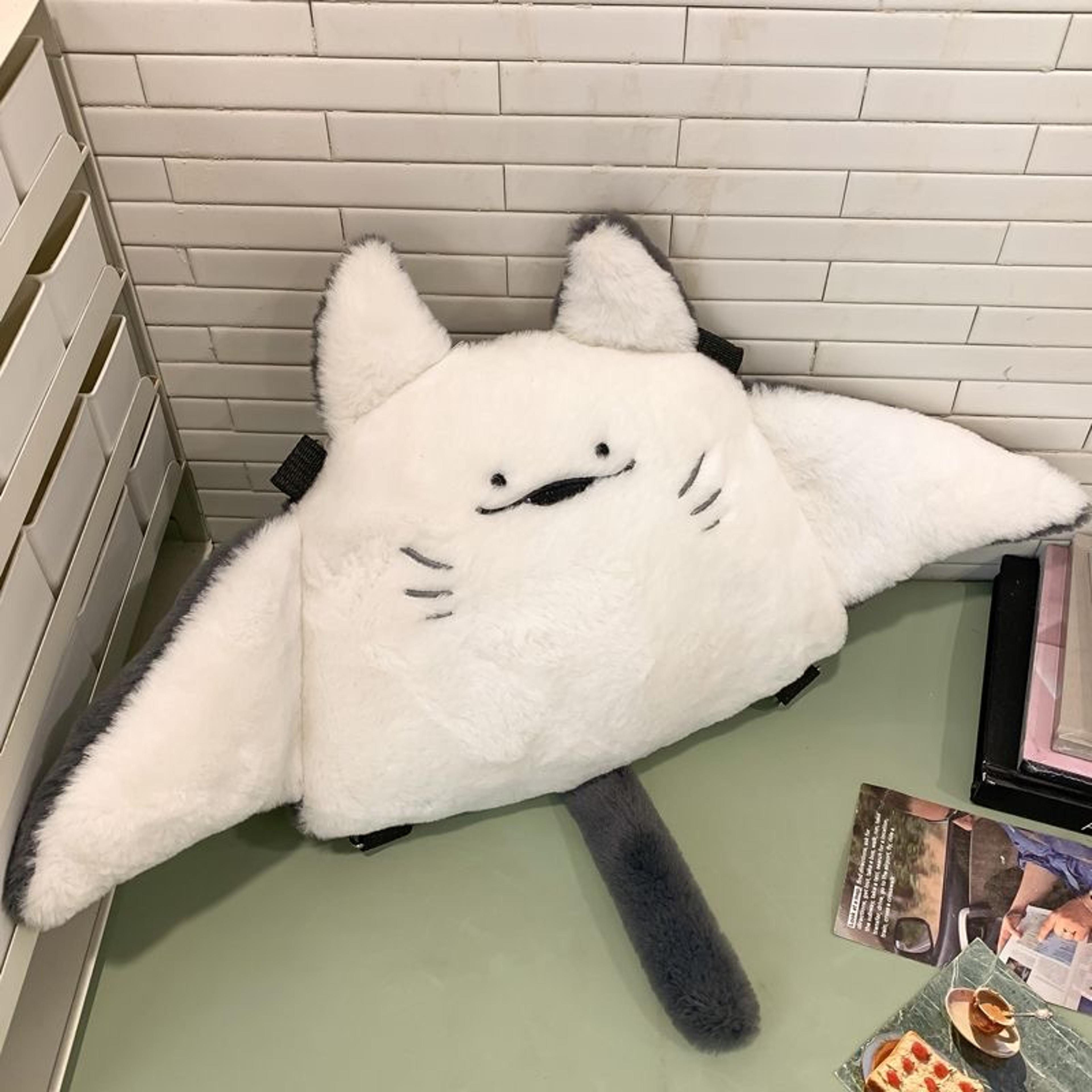 Creative Manta Ray Plush Backpack  Cute Fluffy Cartoon Animal Crossbody Schoolbag For Women 1