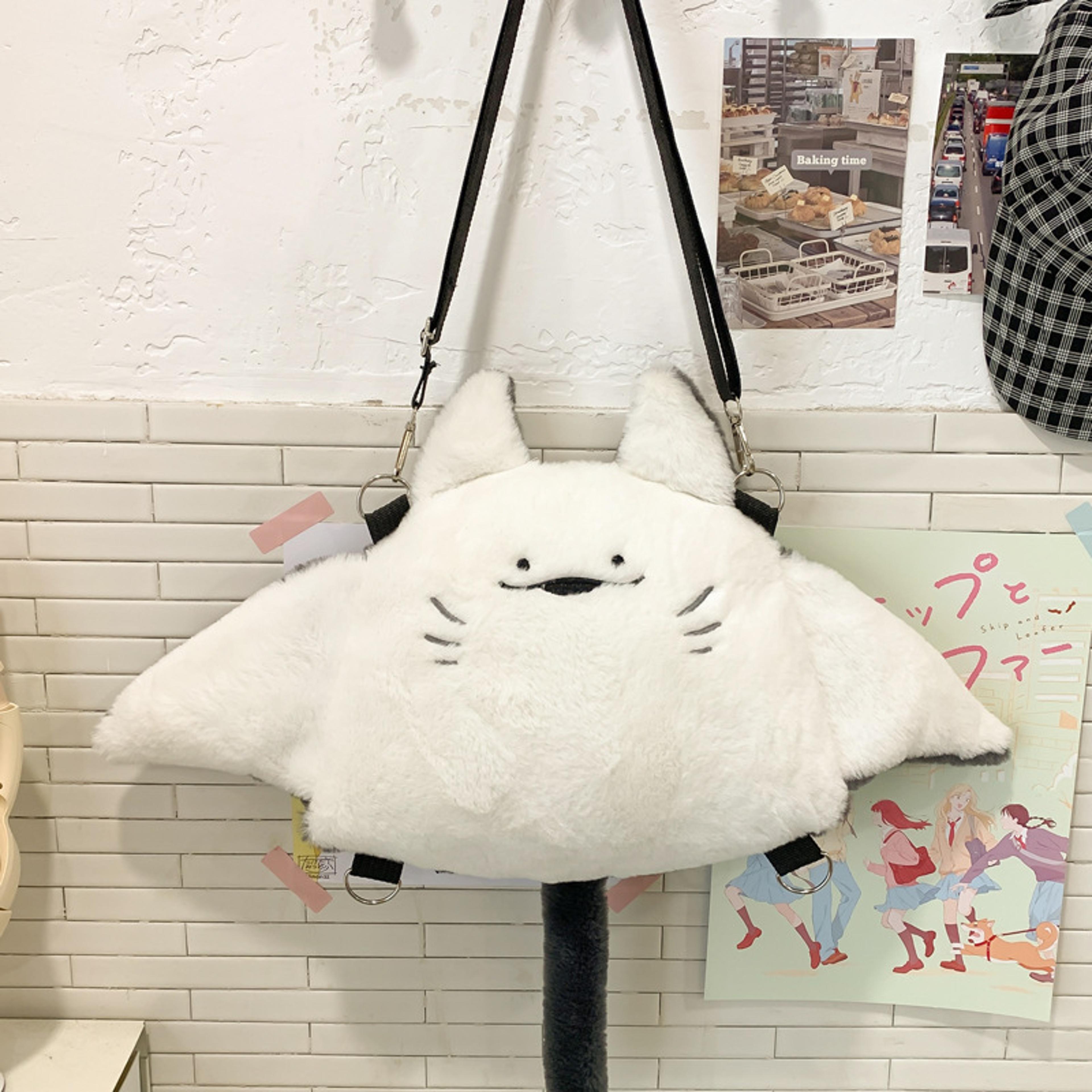 Creative Manta Ray Plush Backpack  Cute Fluffy Cartoon Animal Crossbody Schoolbag For Women 2