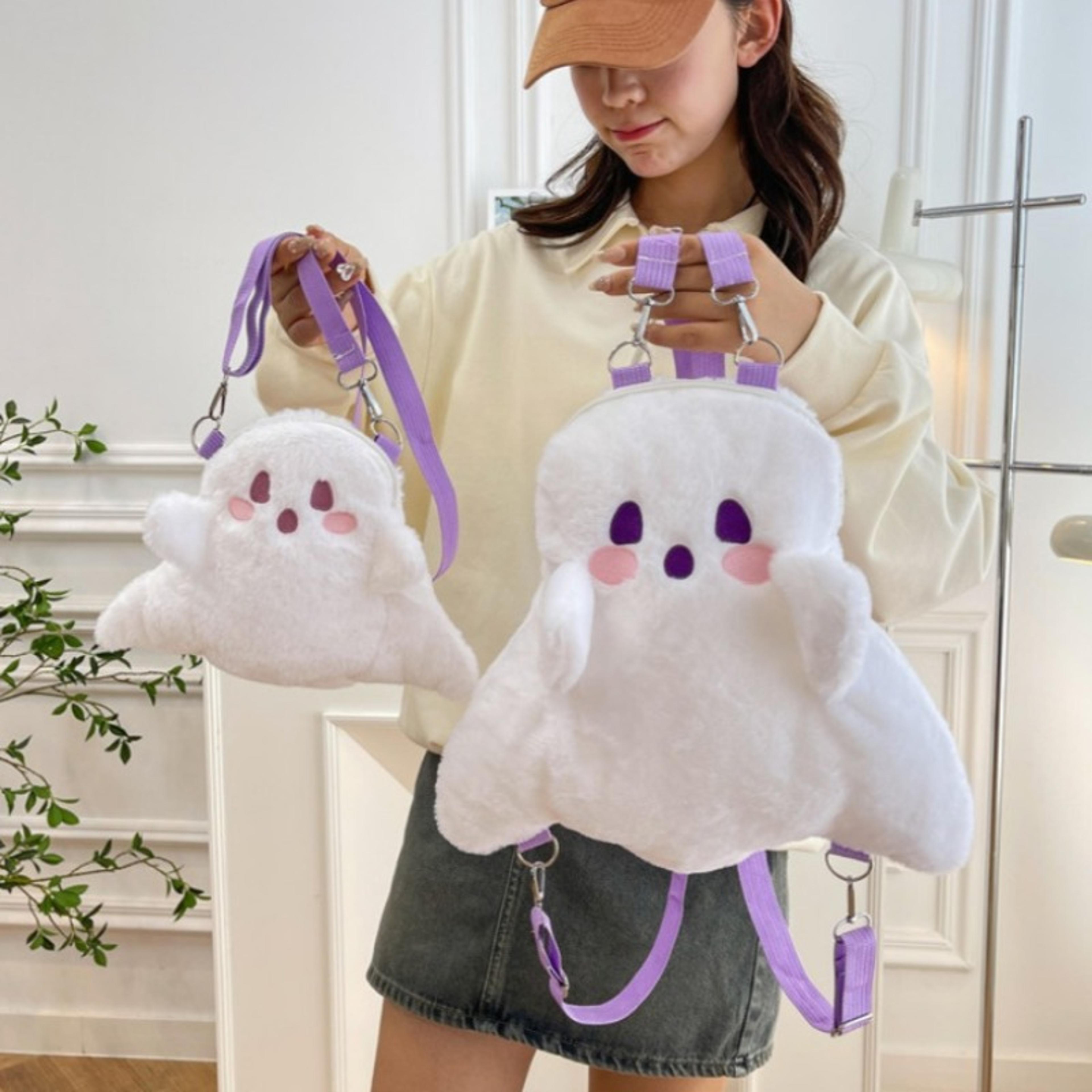 Little Ghost Plush Backpack  Large Capacity Shoulder Bag With Adjustable Strap Plushie Doll Design 0