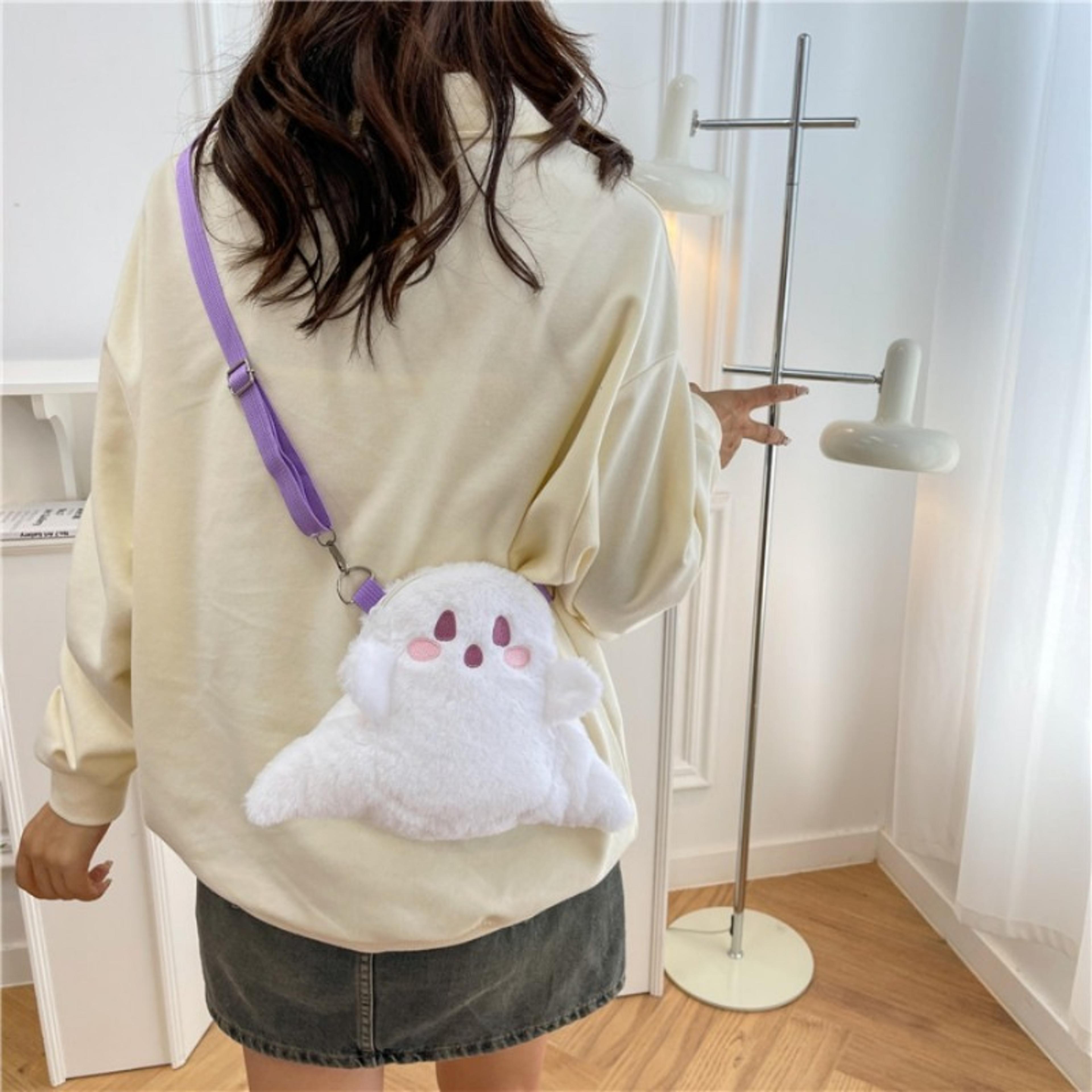 Little Ghost Plush Backpack  Large Capacity Shoulder Bag With Adjustable Strap Plushie Doll Design 1