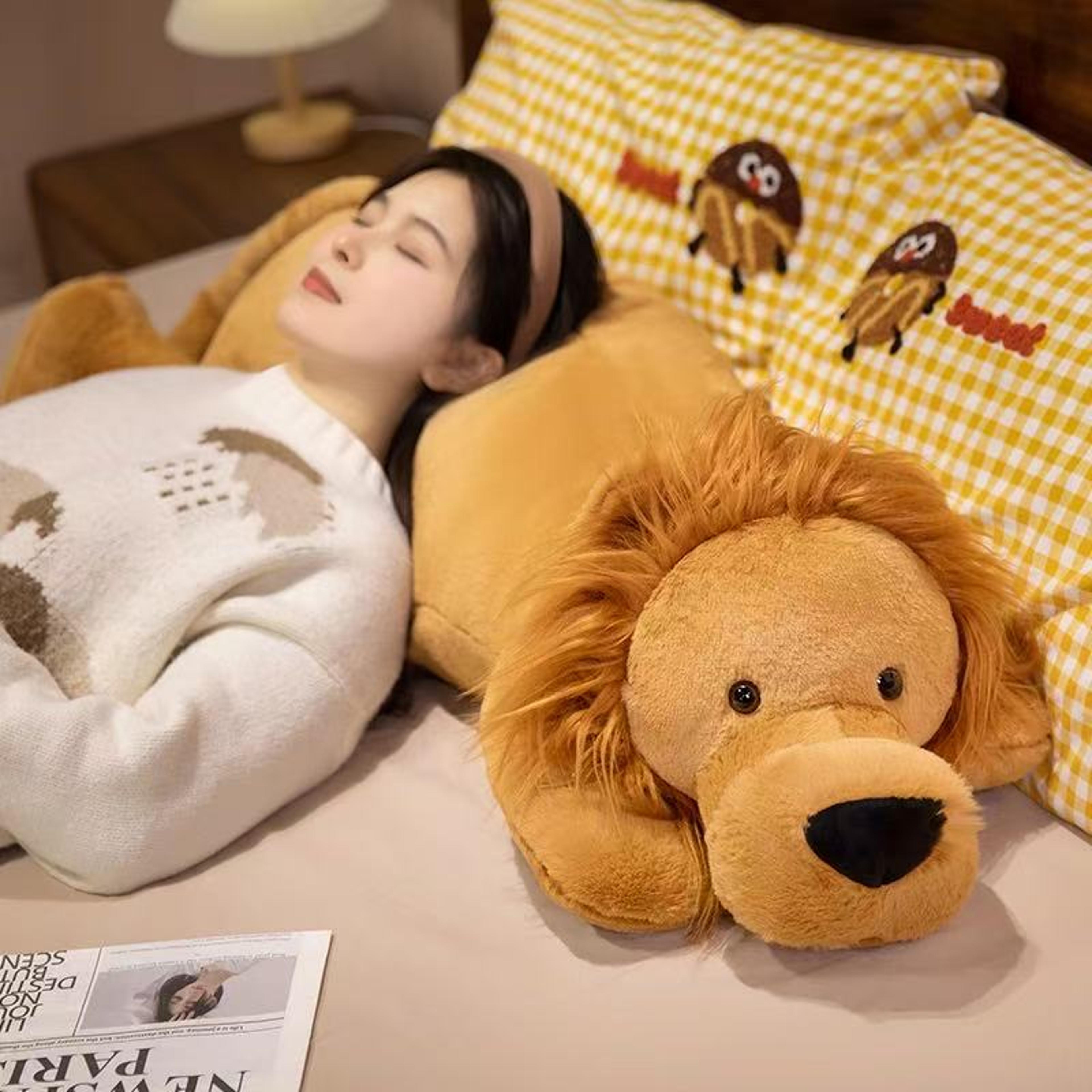 Lion Plush Toy Long Sleep Pillow Cute  Soft Stuffed Lion Fluffy Doll Sofa Cushion For Nap Birthday  4